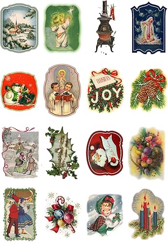 Decoupage - Paquete de papel (10 hojas A4  8 x 12 pulgadas) Vintage Christmas Santa Kids FLONZ Vintage Ephemera