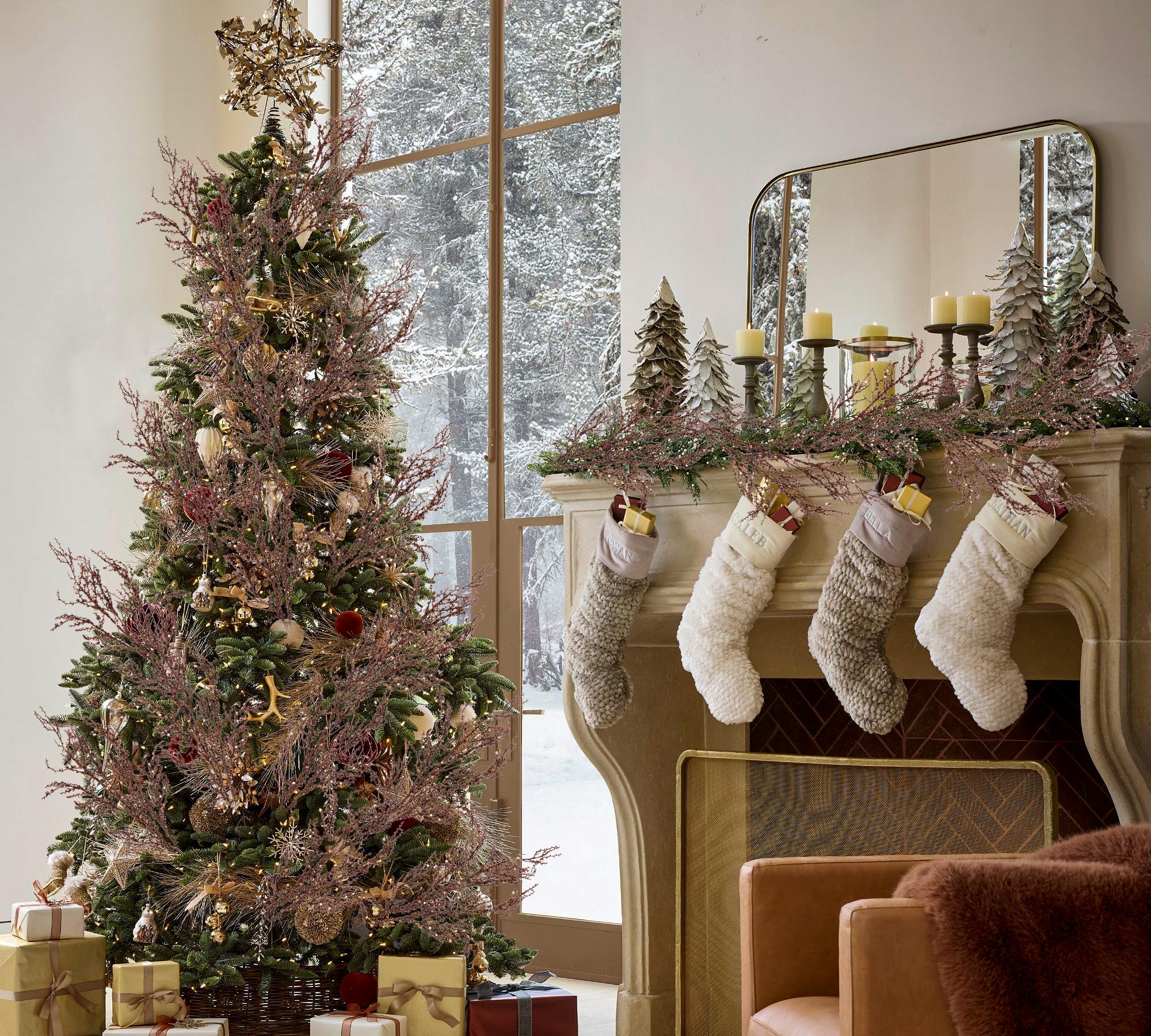 Hollyone 5PCS Glittery Christmas Branches with Sequins, Brown Arificial Plant with Long Stems - Image 4