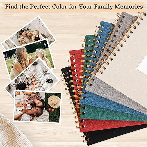 Vista 9 de Funda de lino para álbum de fotos, 10 x 10 pulgadas, tapa dura, papel de estraza blanca, libro de memorias, para viajes, bodas, libro de invitados