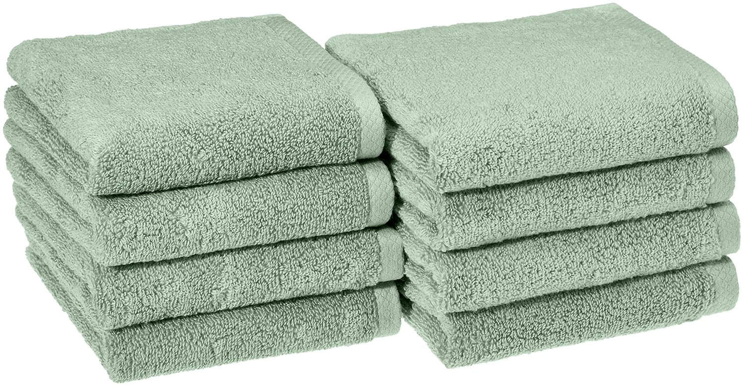 AmazonBasics QuickDry Hand Towels 100 Cotton 400 GSM Pack of 8
