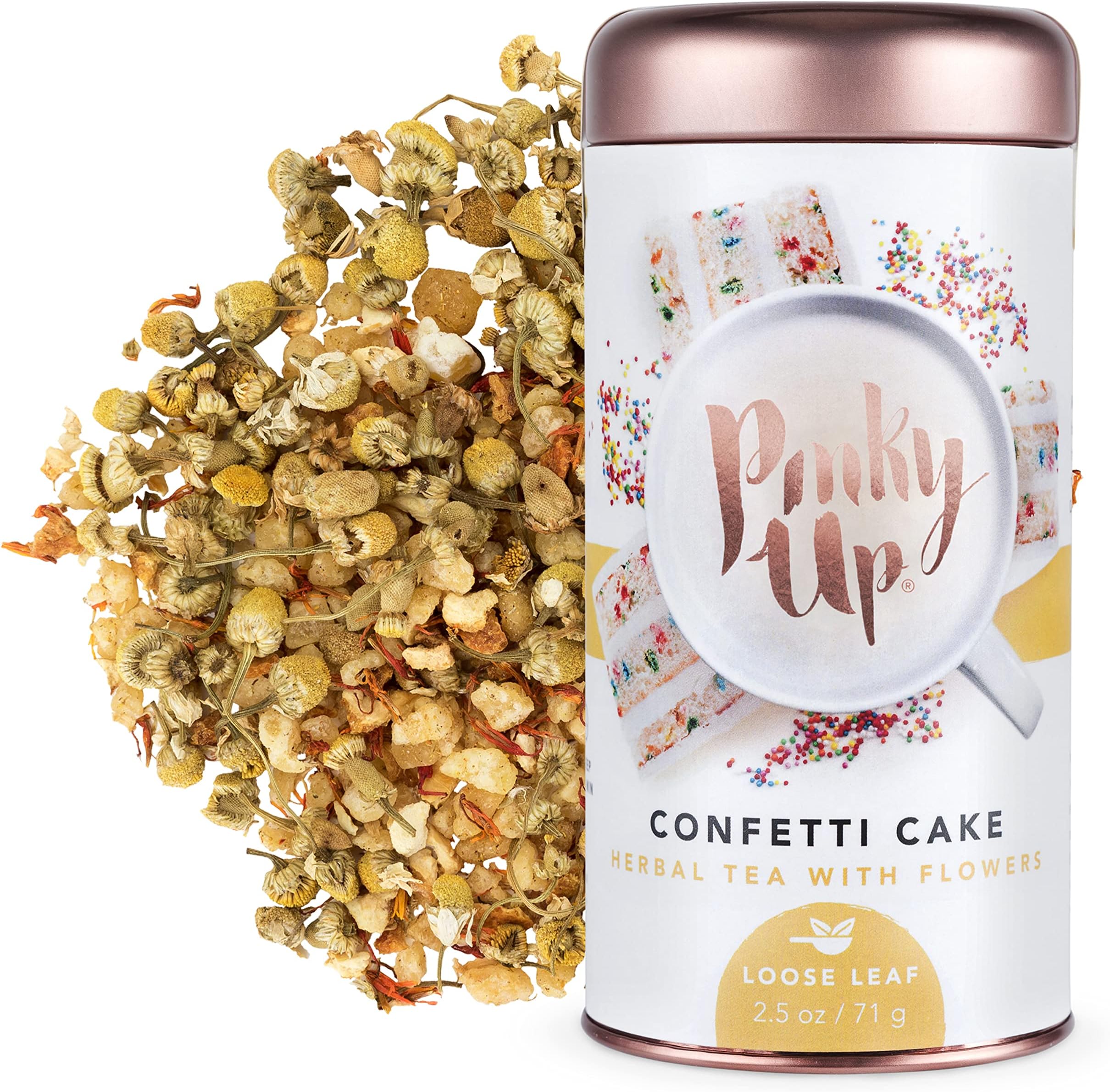 Pinky Up Confetti Cake Loose Leaf Tea | Herbal Tea, Caffeine Free, Naturally Calorie & Gluten Free | 2.5 Ounce Tin, 25 Servings