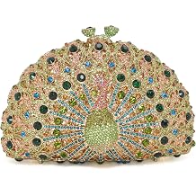 MOSSMON Peacock Luxury Rhinestone Crystal Evening Clutch Bag Sparkly Bride Wedding Party Purses for Women