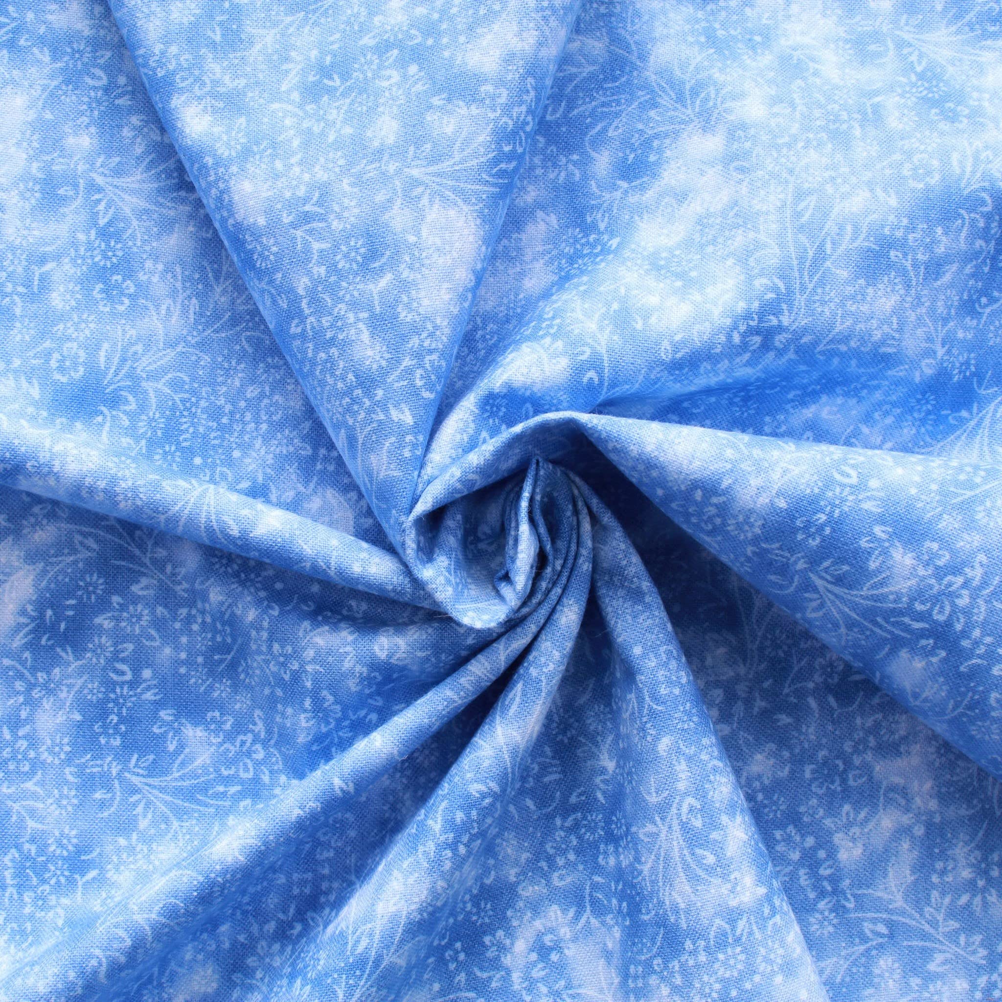 Half Metre 100% Quilting Cotton Mottled Floral Blender Fabric Backing Fabric Blender Material Quilting Patchwork Dressmaking (Dark Blue)