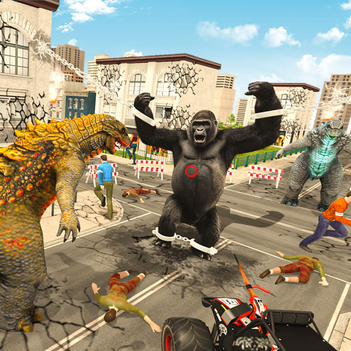 Angry Gorilla City Revolt Smasher Game Dinosaur VS Monster Hunting Game