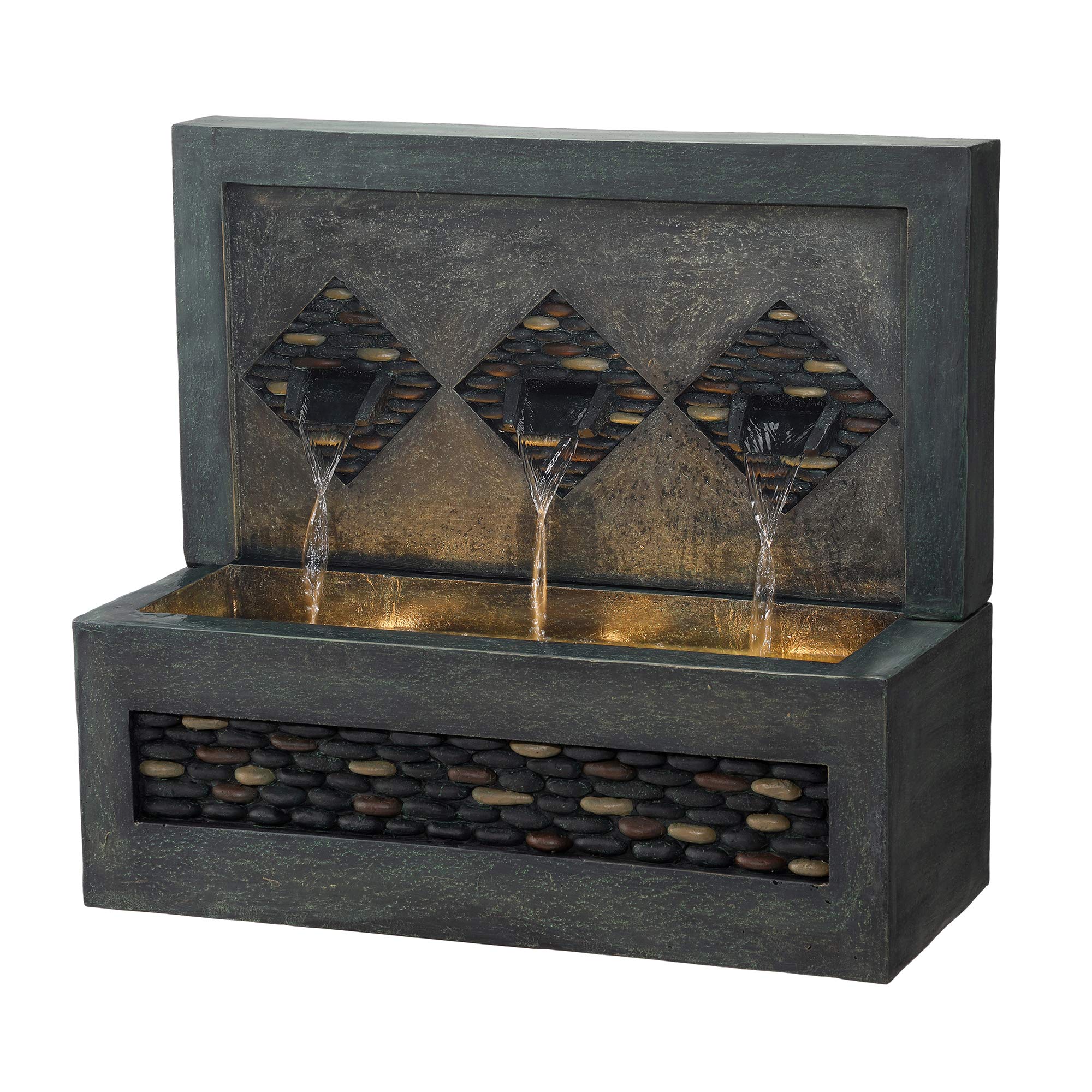 Buy Glitzhome 30" L Garden Waterfall Fountain with LED Lights and Pump