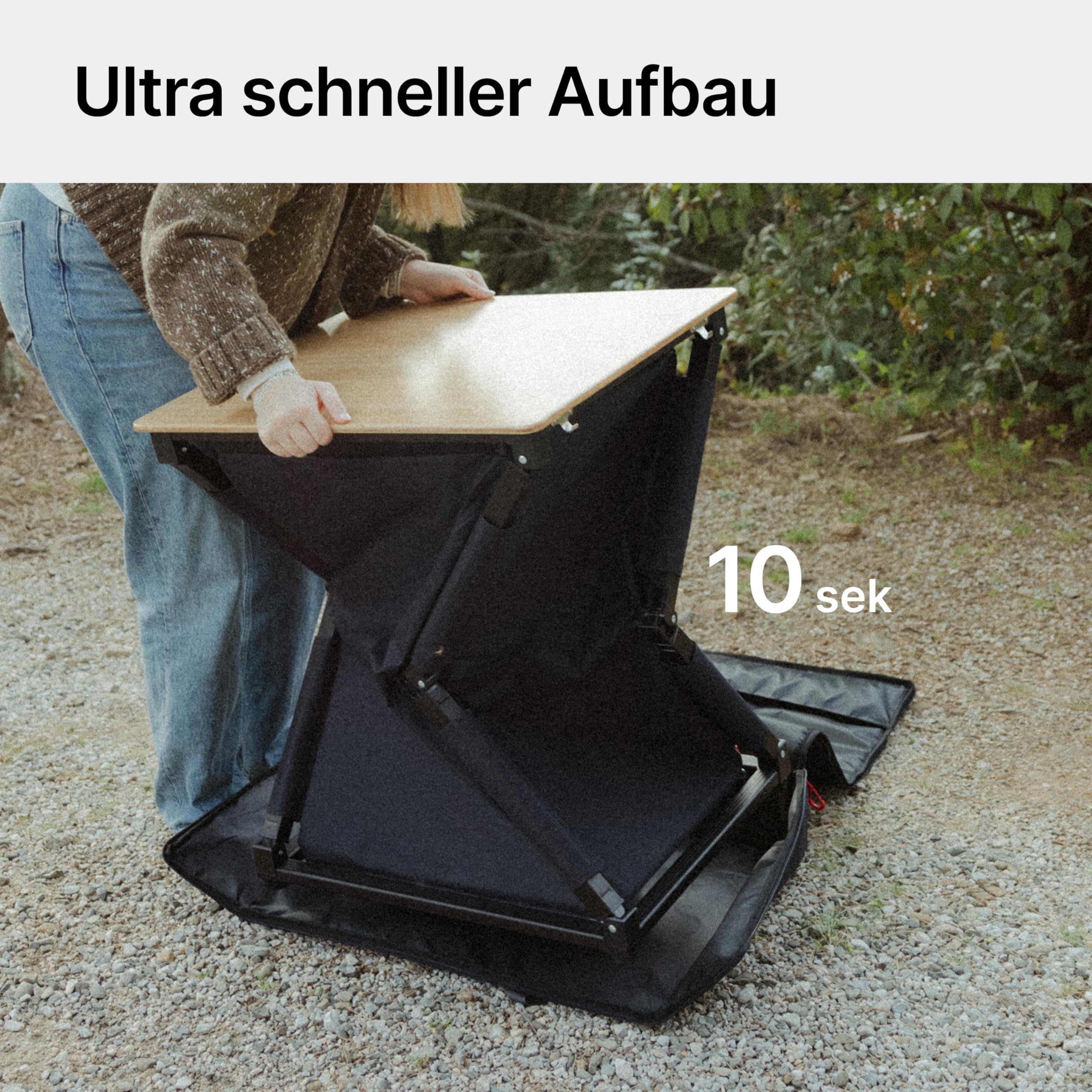 qeedo Quick Sammy Campingküchensystem, Campingschrank mit Bambusplatte, Schnellaufbau, Stauraum und Erweiterung