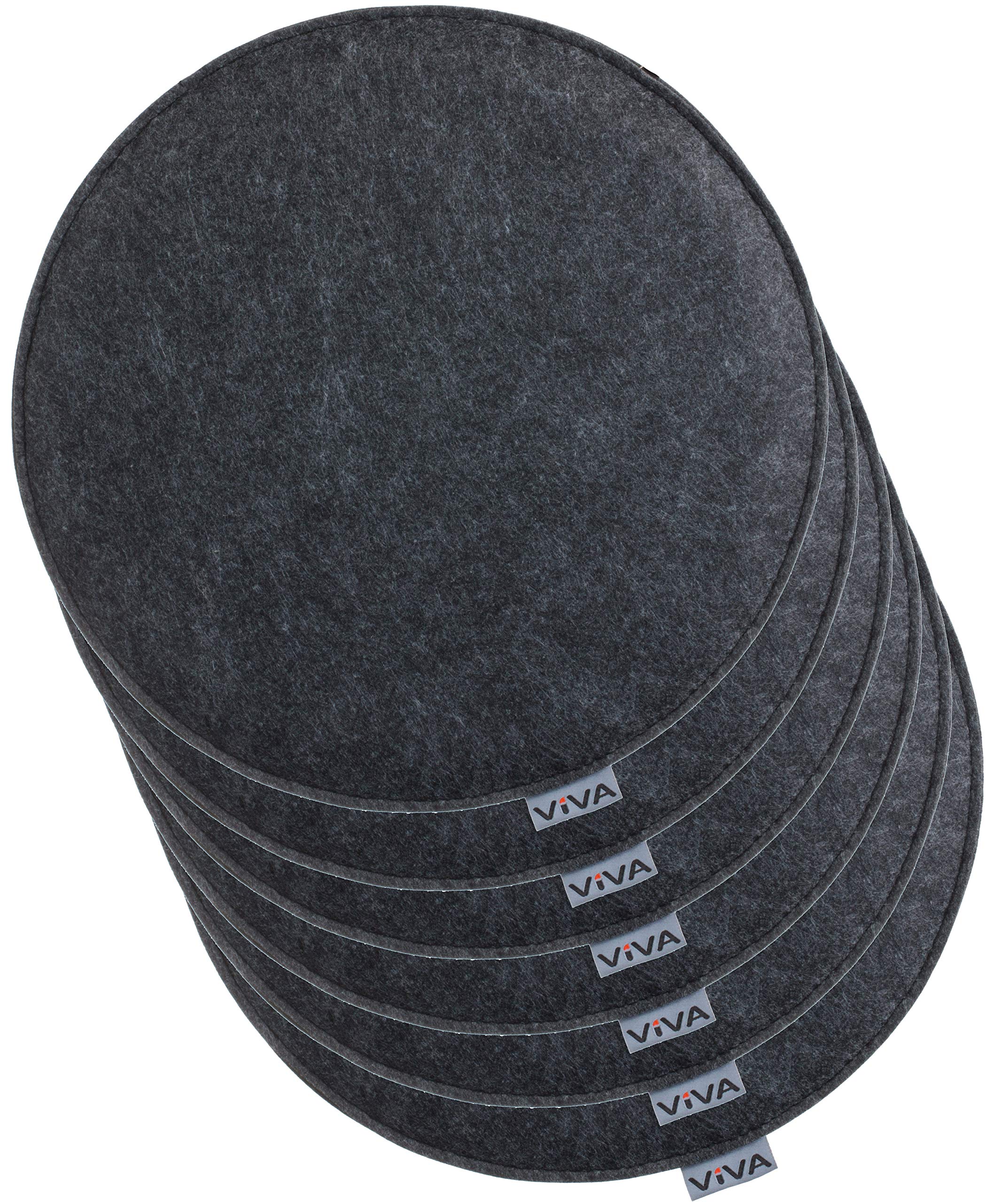 DuneDesign 4 vilten zitkussen rond - 35x3cm stoelkussen stoelpad zacht 2-kleurig grijs