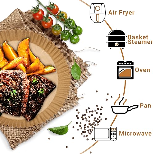 Miniatura 4 de Raytrade 100 forros para freidora de aire con pinza de madera, revestimientos desechables de papel para freidora de aire de 6.3 pulgadas,