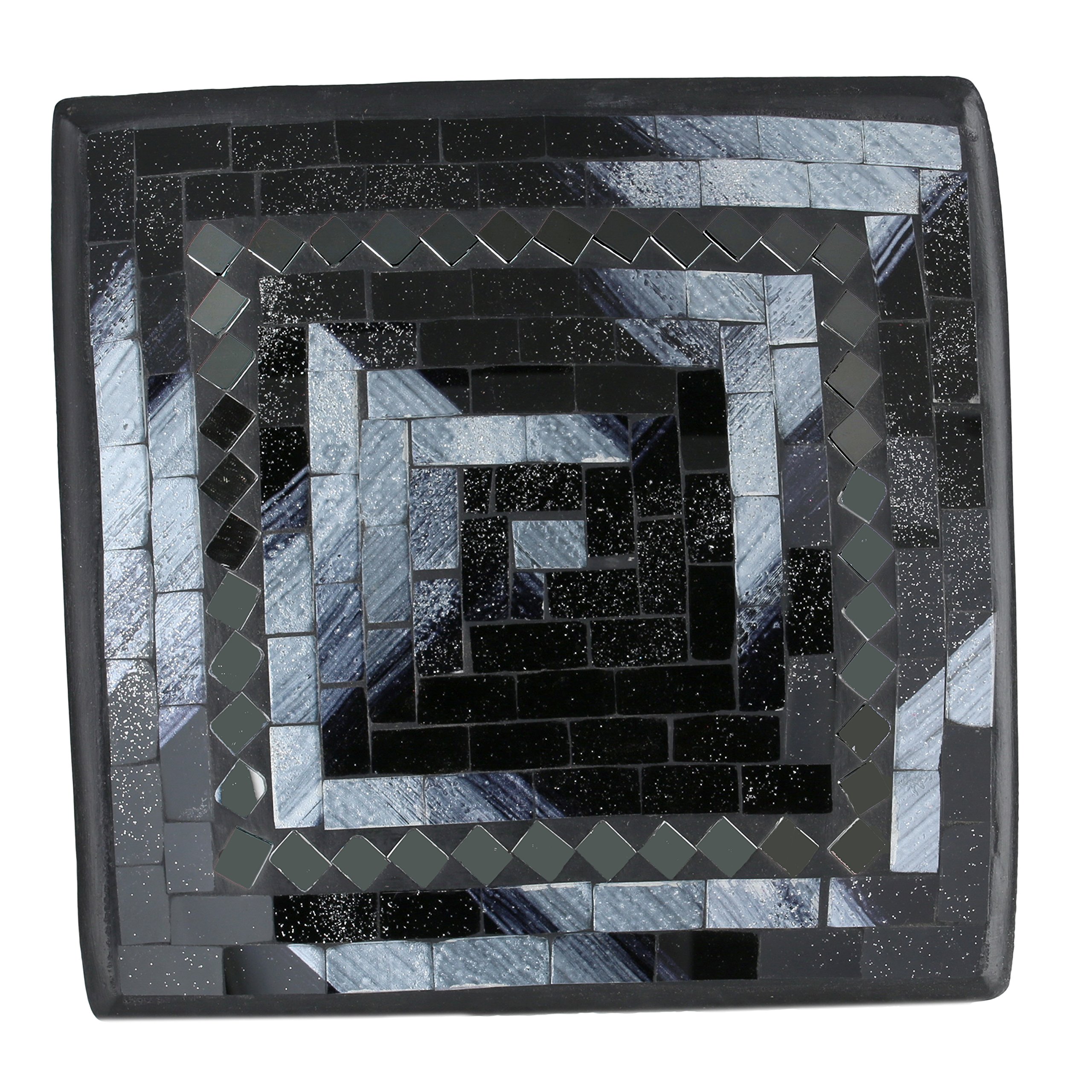 ART-CRAFT Dekoschale Mosaikschale schwarz mit Spiegel Tonsch
