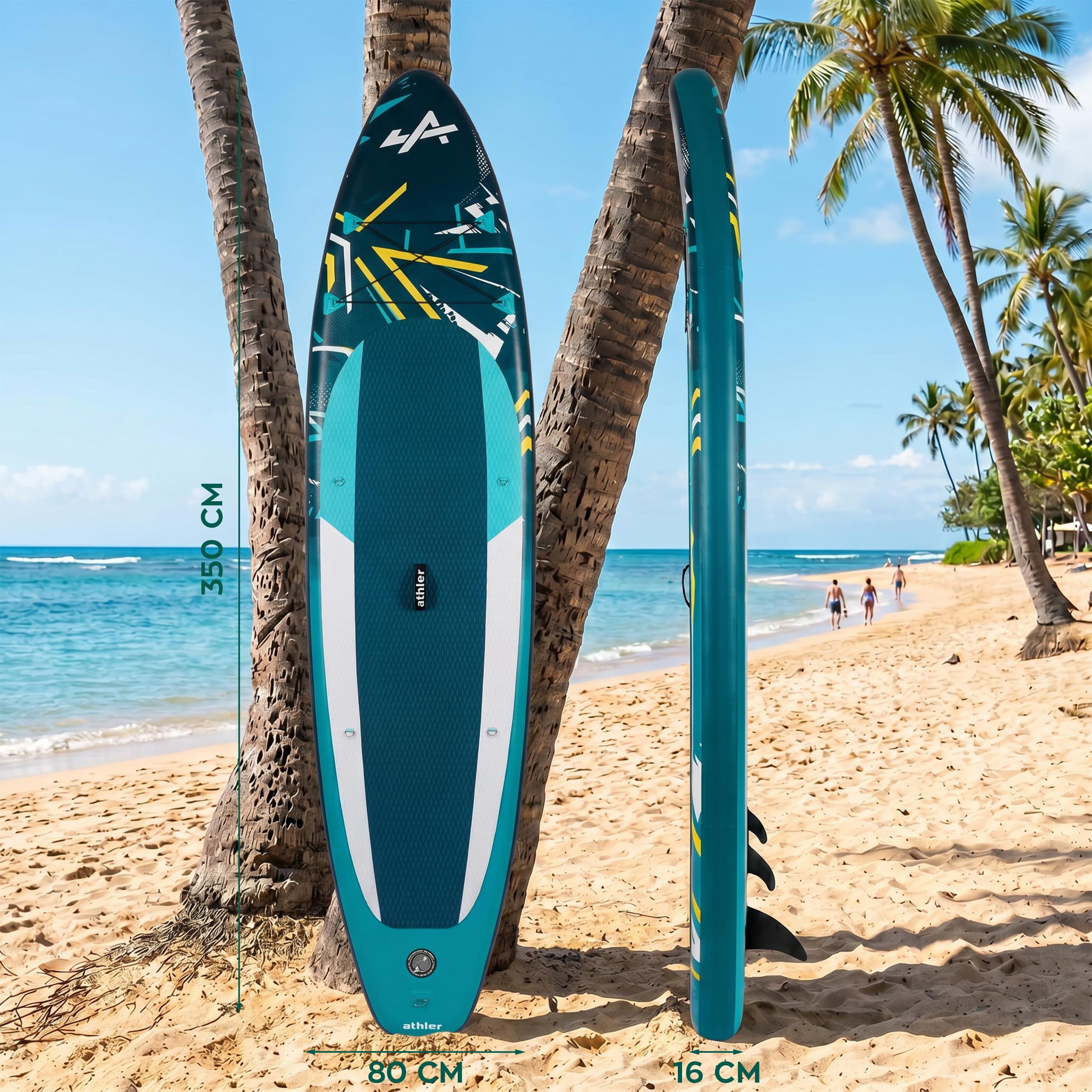 Athler Zander 350 Stand up Paddling Board - deska SUP do 180 kg - kompletny zestaw z siedziskiem kajakowym i wiosłem 2 w 1 - 350 x 80 cm