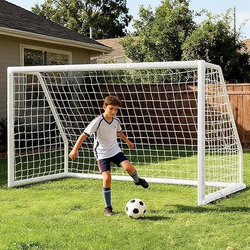 MOPHOTO Portería de fútbol, 6x48x610x6.512x616x718.5x6.521x724x8 pies para patio trasero, portería de fútbol de tamaño completo para adolescentes y