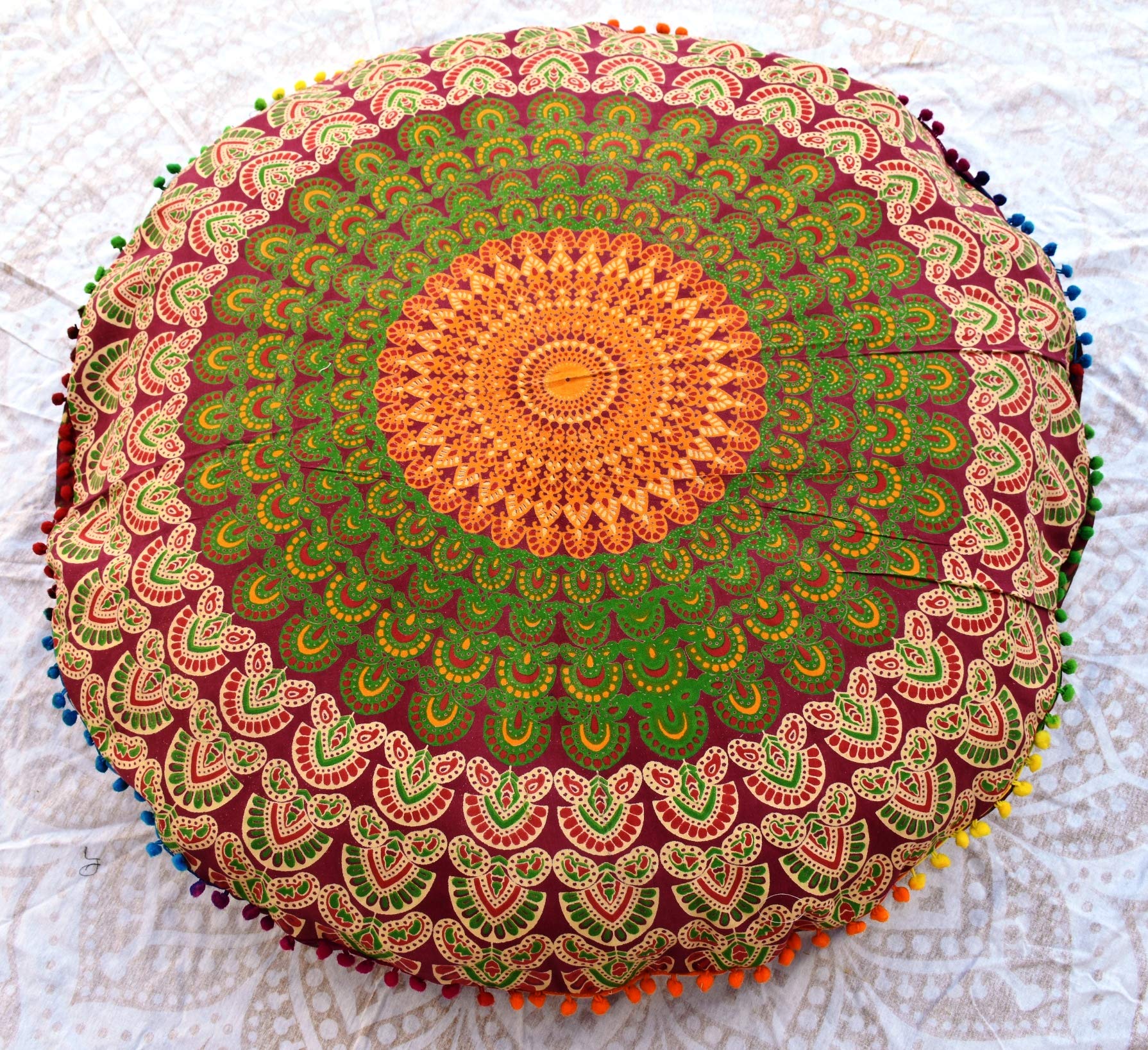 Assise de sol mandala pour méditation et yoga grand pouf de relaxation