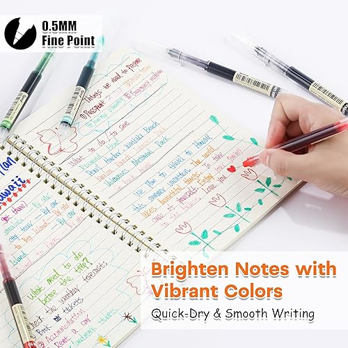 Miniatura 6 de RIANCY Bolígrafos de gel de tinta líquida, punta extra fina de 0.020 in, 24 colores surtidos, escritura suave, sin mancha, sin sangrado, vibrante