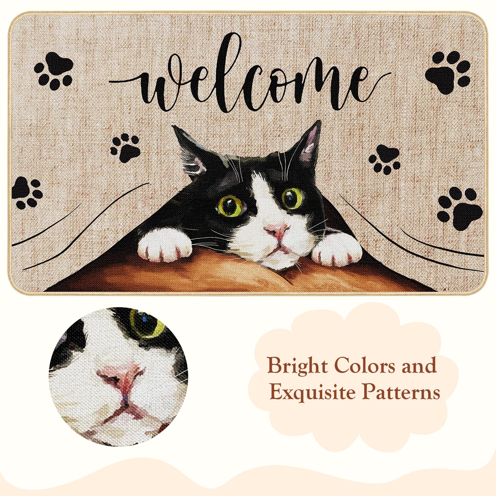 Amazon.com: Welcome Cat Door Mat, Funny Footprint Non Slip