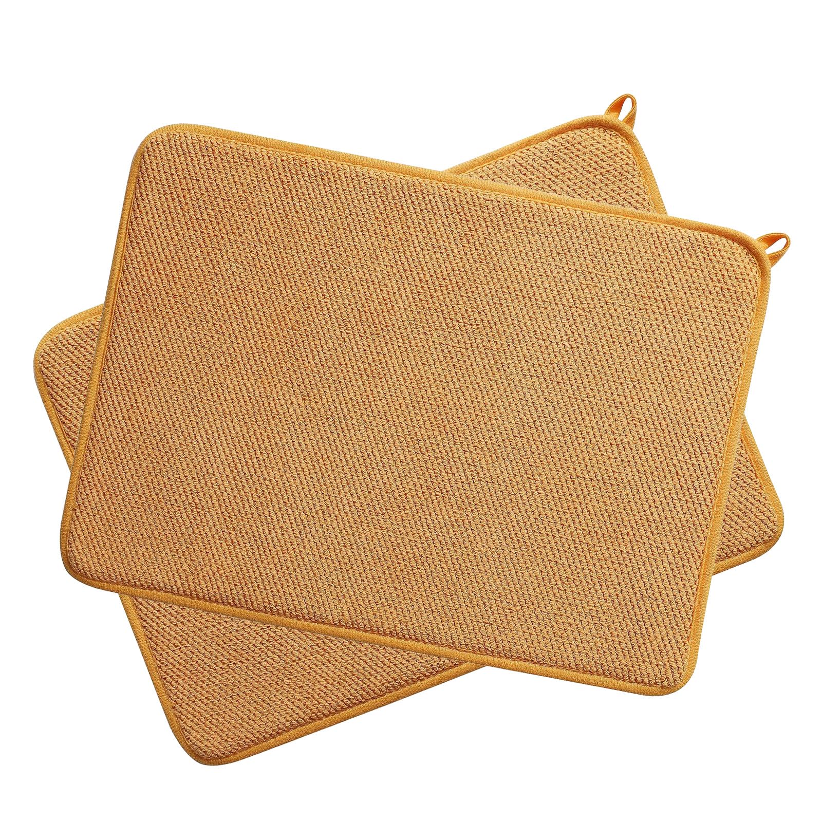 Aovanta 2Pcs Dish Drying Mats, Microfiber Dish Drainer Mats for Kitchen Counter, Absorbent Dishes Drying Pad for Countertop Tabletop (Orange)