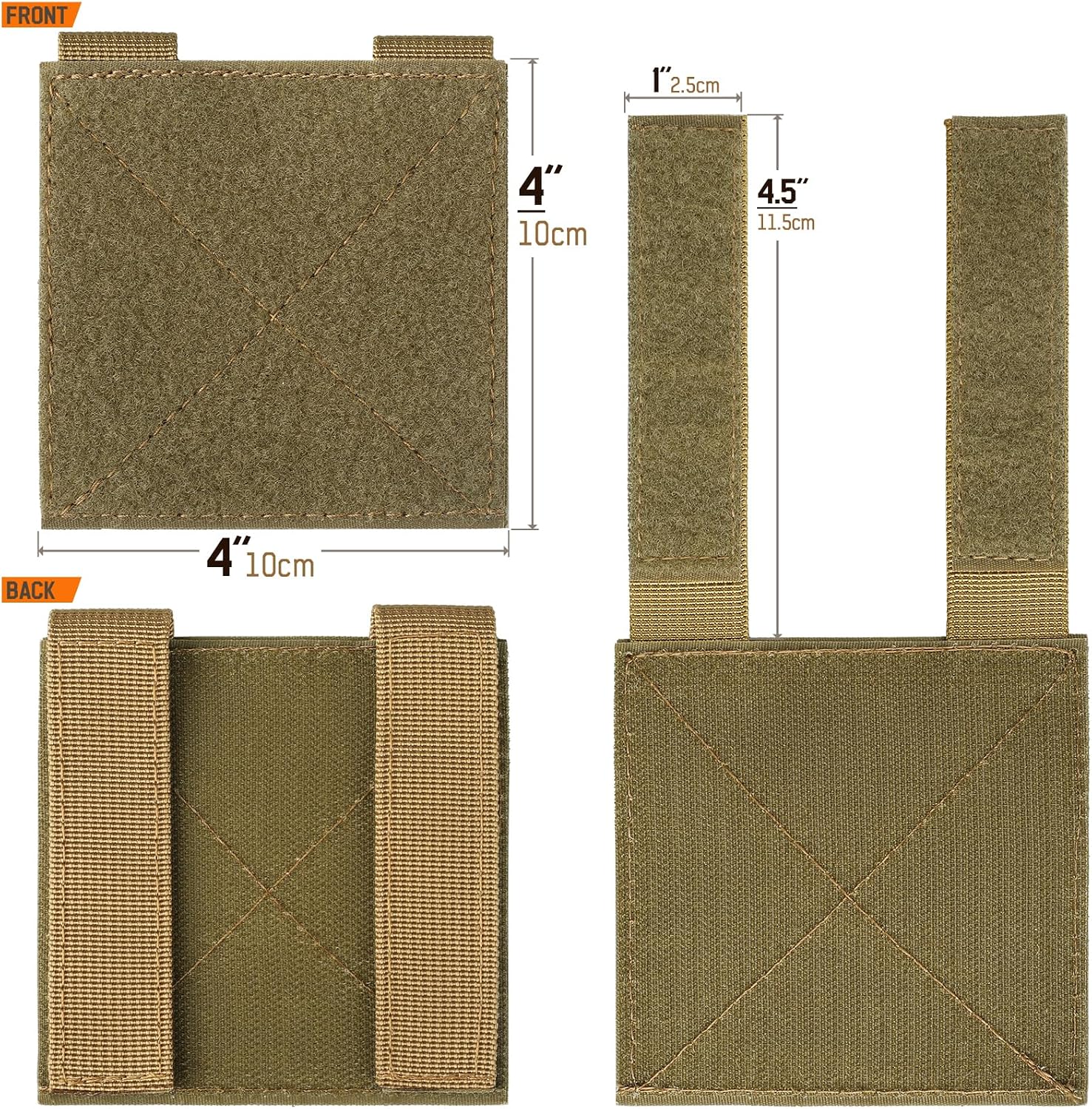 2/4 Pcs Molle Patch Panel Hook&Loop Molle Accessories | 2/4 Pcs Tactical Hook&Loop Adapter Panel Morale Patch Board for Molle Accessories Plate Vest Carrier and Backpack 4"X4"