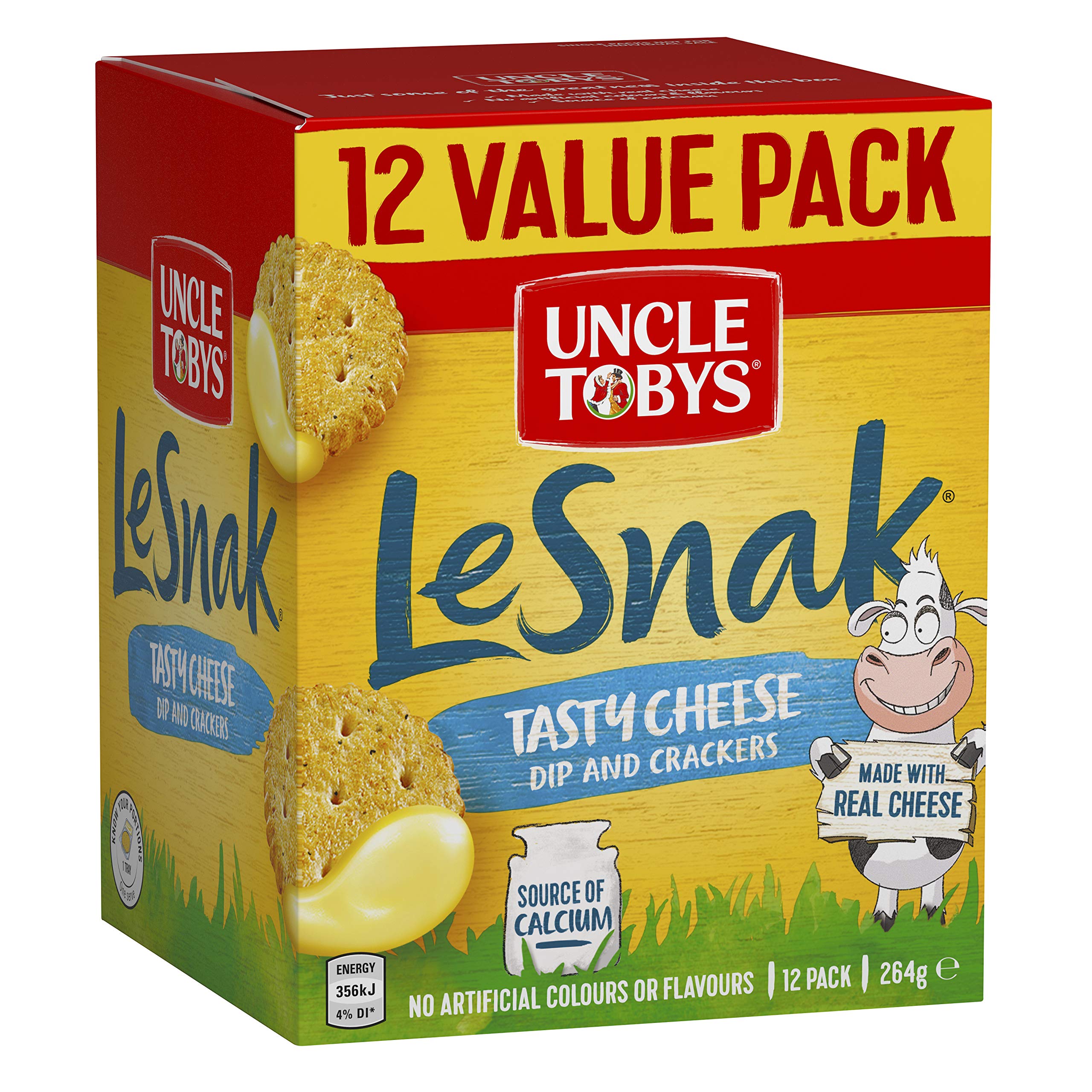 UNCLE TOBYS Le Snak Tasty Cheese Dip And Crackers Value Pack, 1 Box of 12, 264g