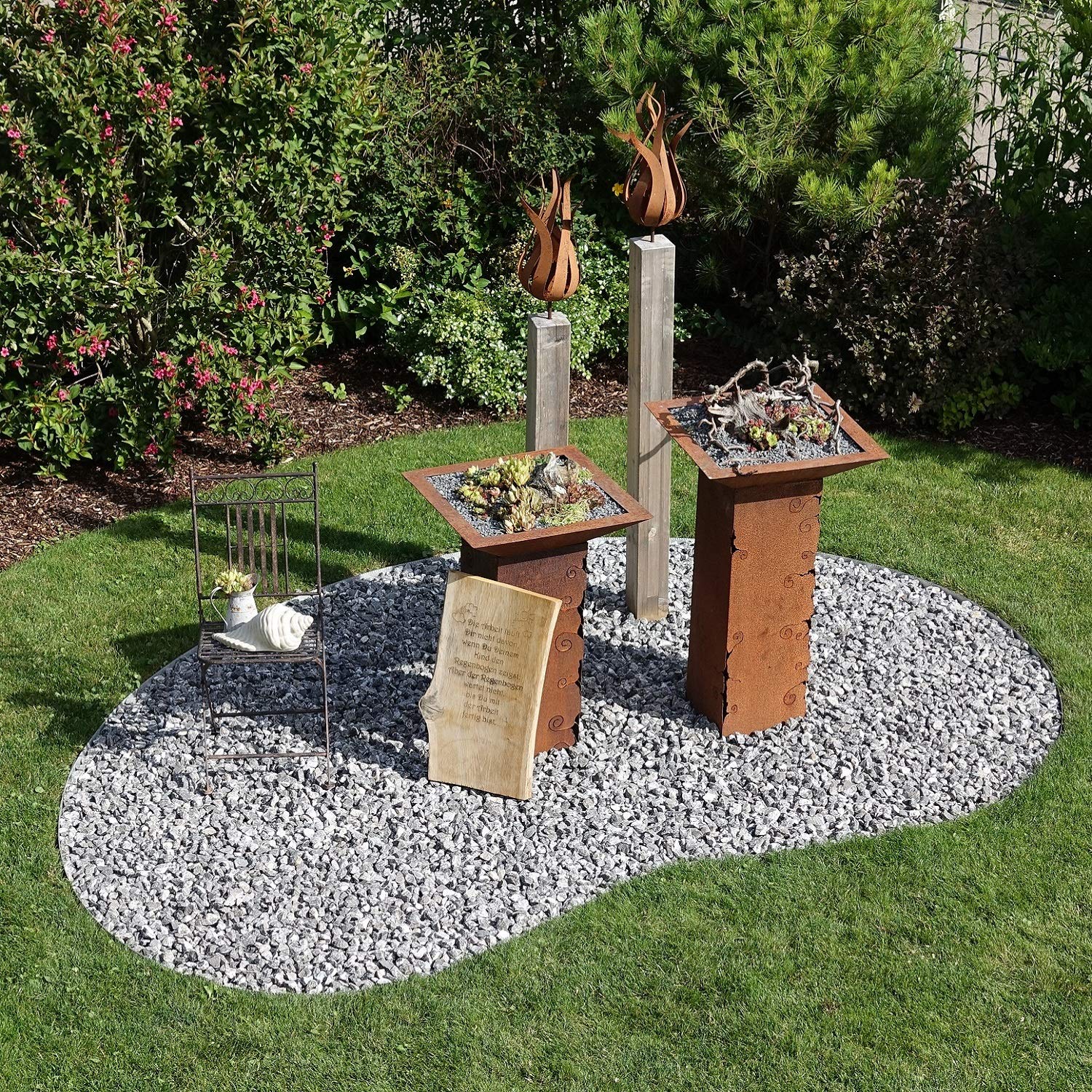 innogard Rasenkante Cortenstahl L10m H20cm - Flexible Beeteinfassung 1 mm stark Rasenkantenband für Garten Beetbegrenzung Beetumrandung