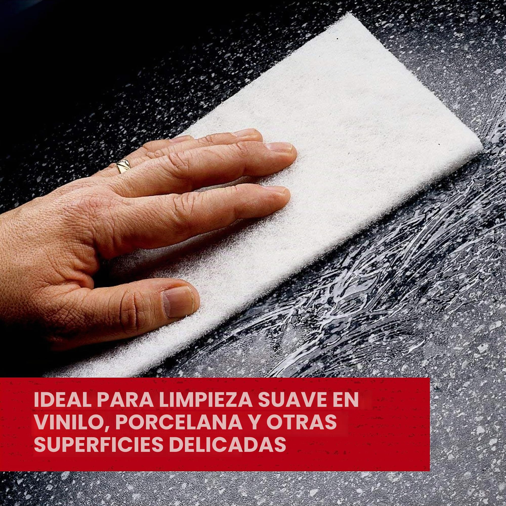 Scotch-Brite(TM) Almohadilla de limpieza ligera 7445, silicato de aluminio, 9 cm de largo x 6 cm de ancho, color blanco (paquete de 20), Pack of 20