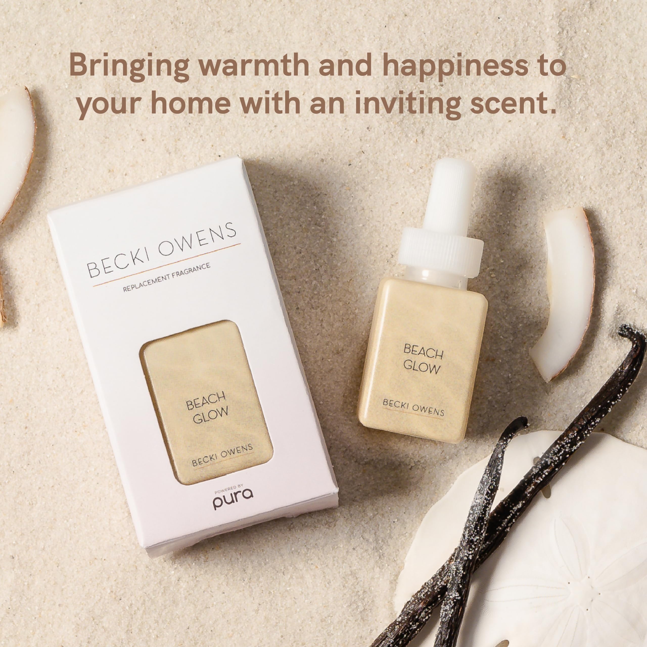 Pura and Becki Owens - Fragrance for Smart Home Air Diffusers - Room Freshener - Aromatherapy Scents for Bedrooms & Living Rooms - Odor Eliminator - Beach Glow. 1 pack