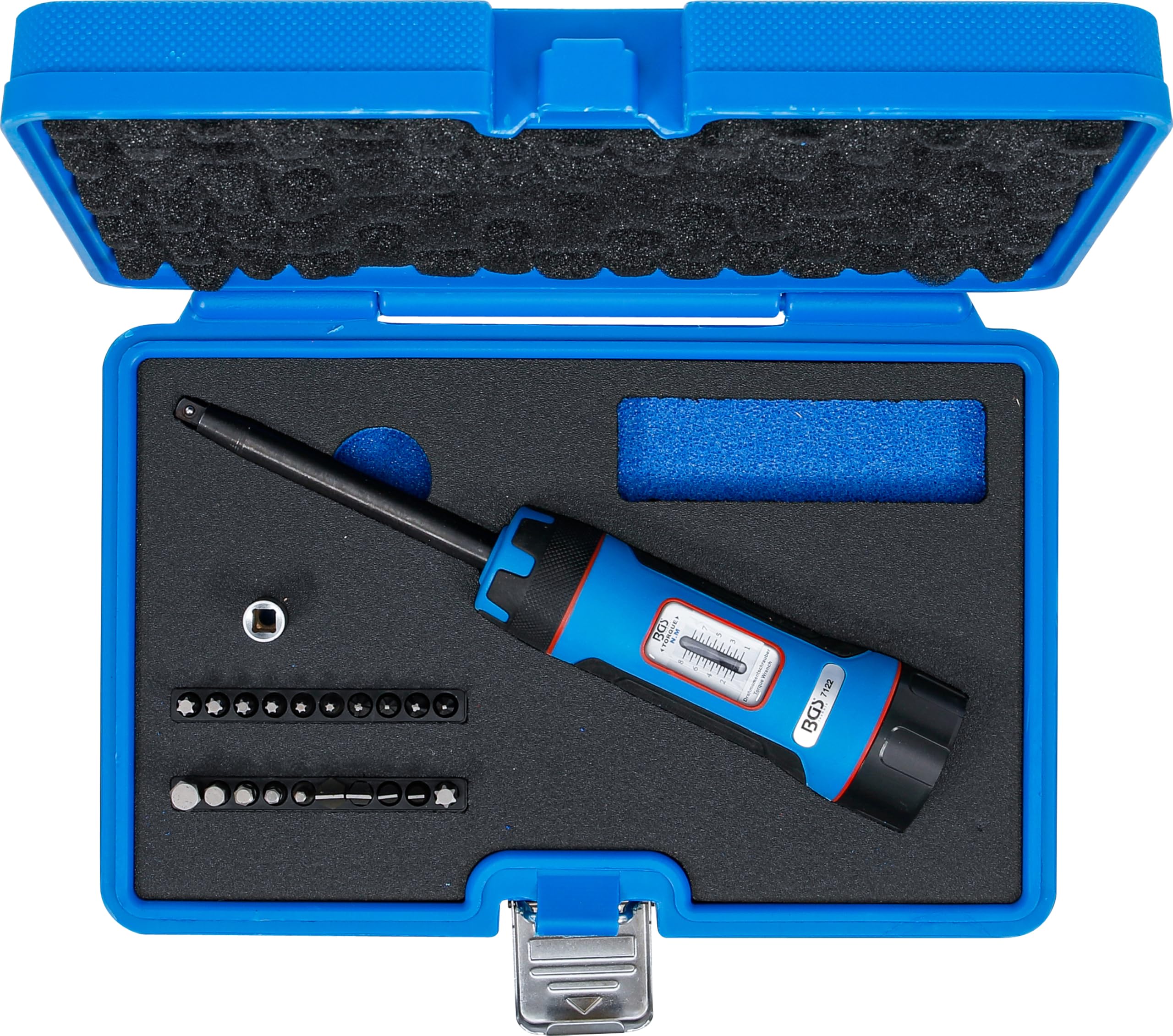 BGS 7122, set di cacciaviti dinamometrici, con set di punte, attacco quadrato esterno 6,3 mm (1/4"), 1-8 Nm, 22 pezzi