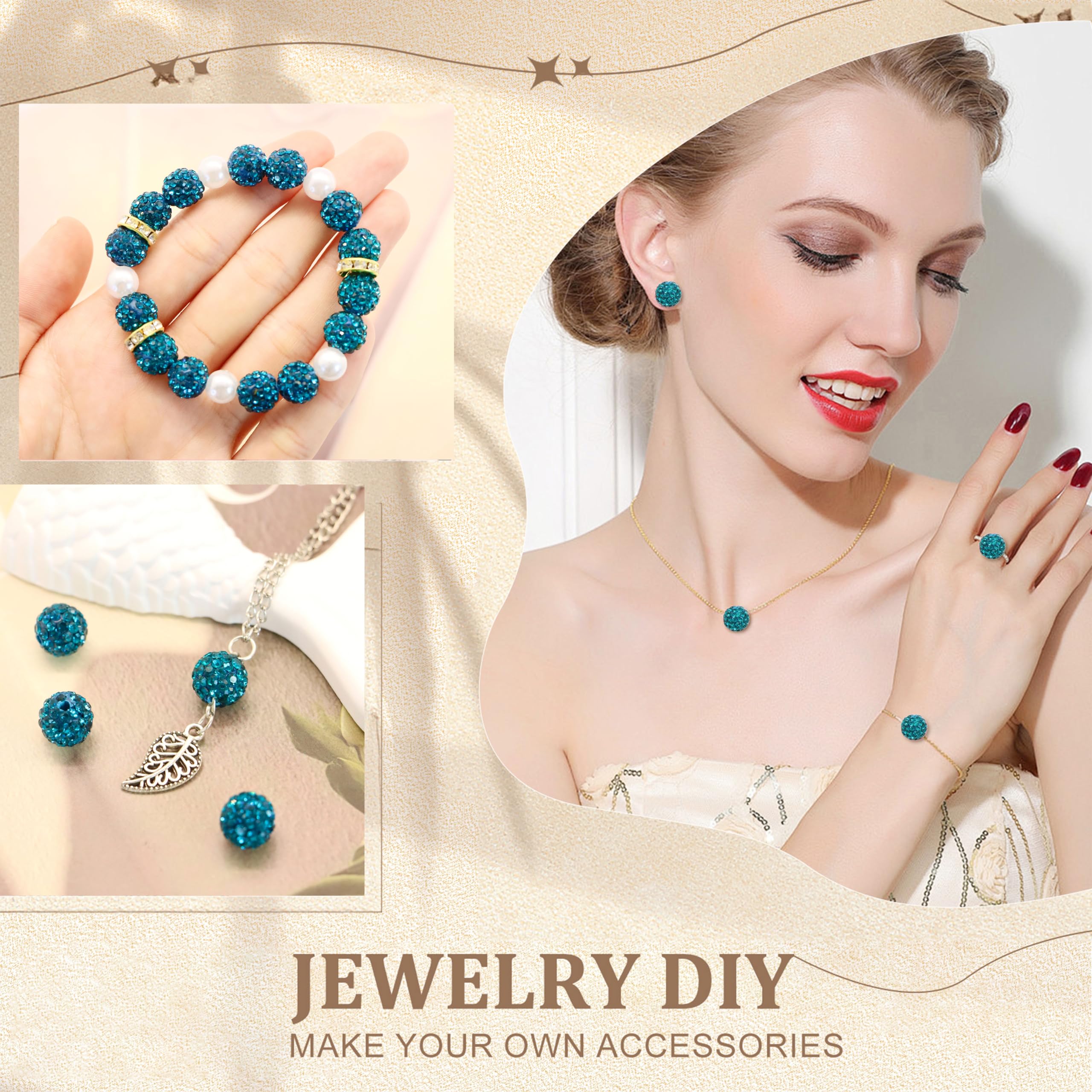 100 Perles Strass Rondes 10 Mm - 10 Couleurs Mélangées Pour Bijoux DIY : Colliers, Bracelets, Boucles D'oreilles