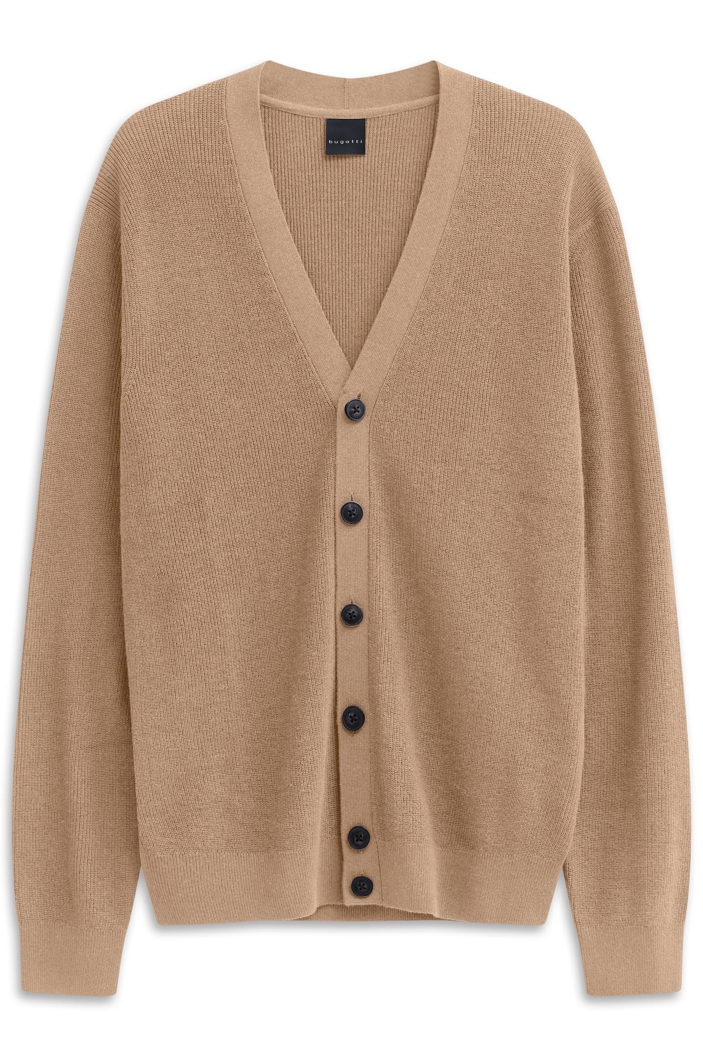 bugatti Herren Cardigan 7600-85530D Regular Fit V-Ausschnitt Knopfleiste RIPP-Struktur stilvoll bequem vielseitig