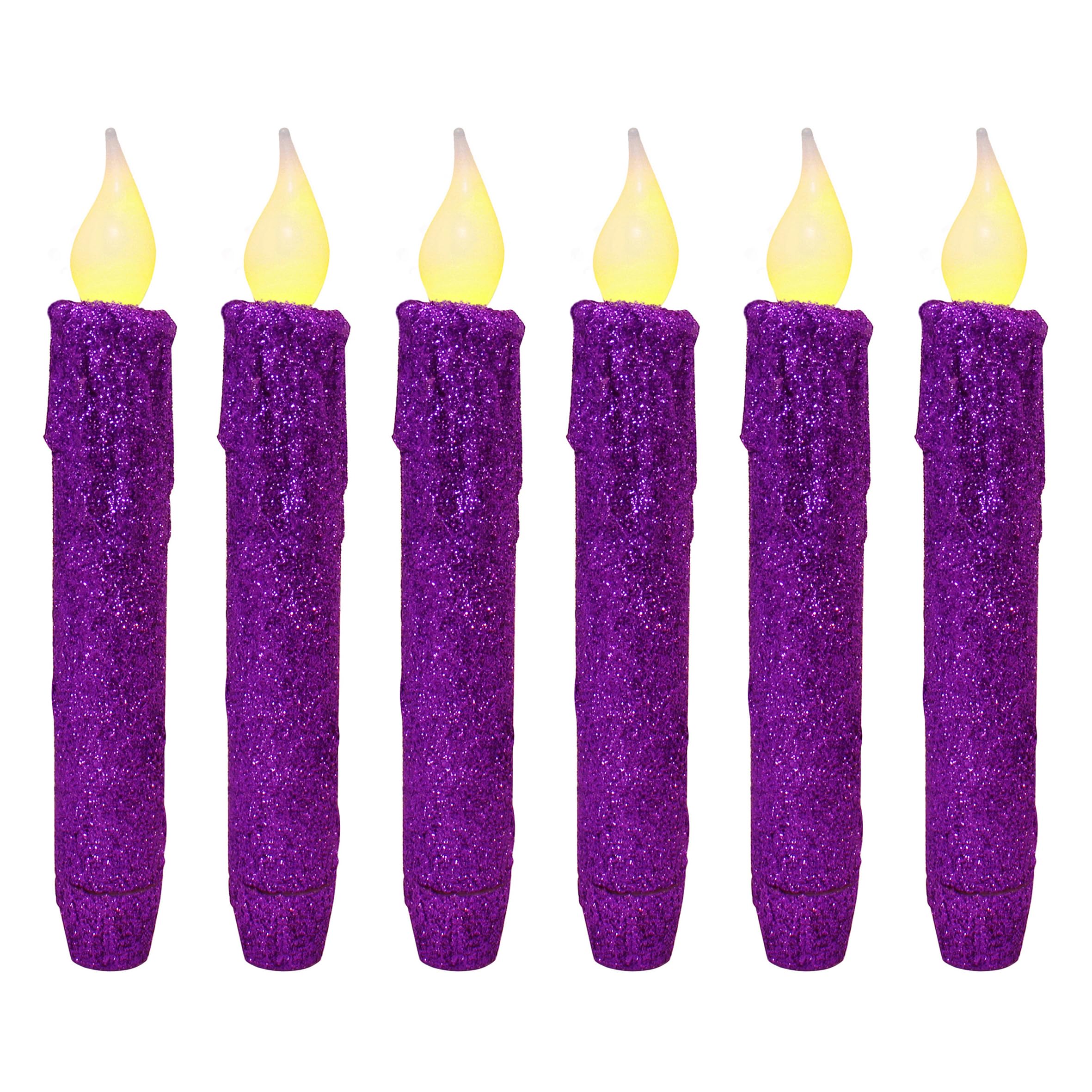 Velas sin llama con purpurina parpadeantes decorativas para Halloween y Navidad con temporizador