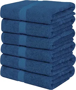 Utopia Towels 6 Pack Medium Bath Towel Set, 24 by 48 Inches, 500 GSM 100% Ring Spun Cotton, Lightweight and Highly Absorbent Quick Drying Premium Towels for Hotel, Spa and Bathroom, Navy