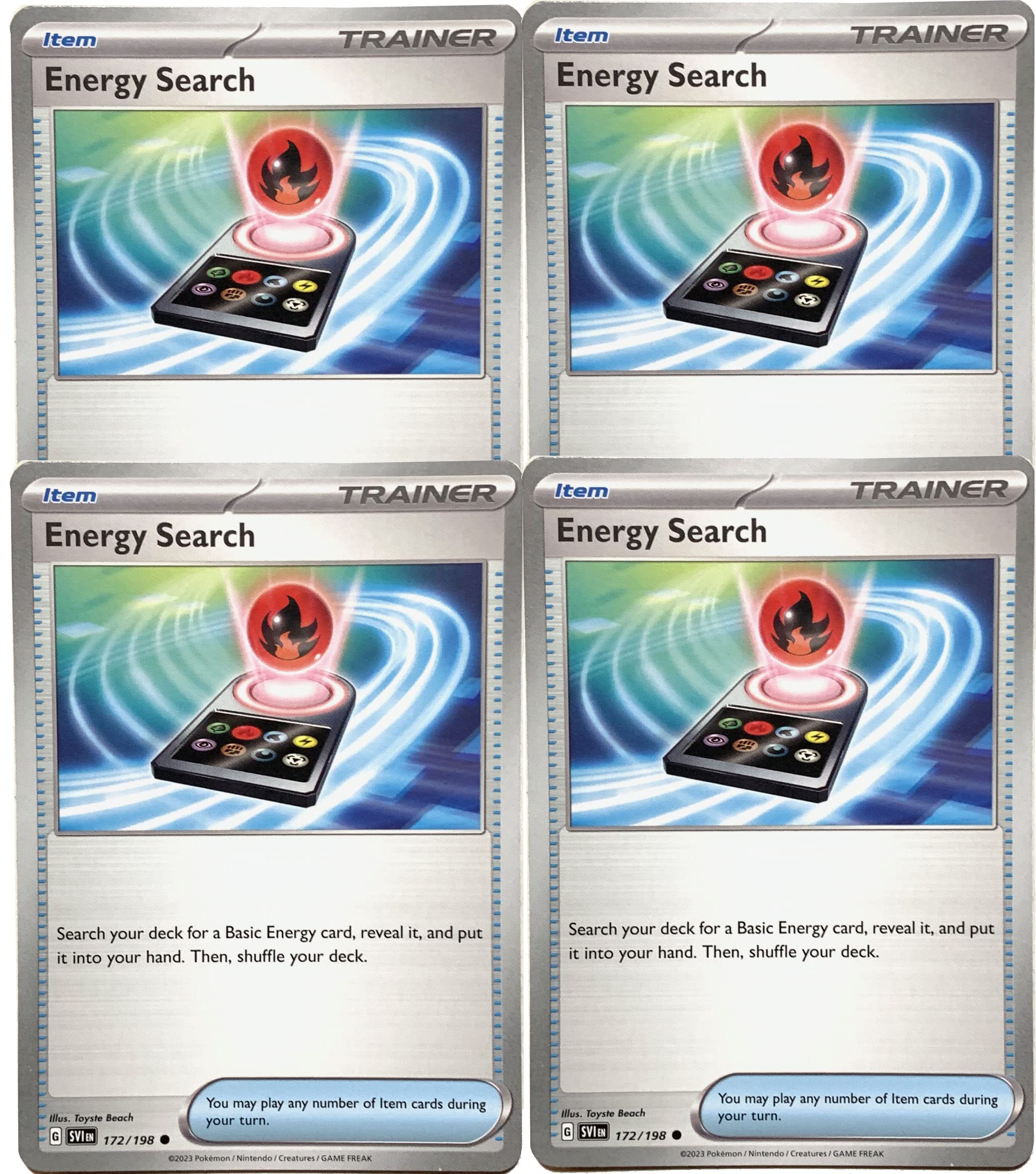 Pokemon Energy Search 172/198 - Scarlet & Violet Trainer x4 Card Lot