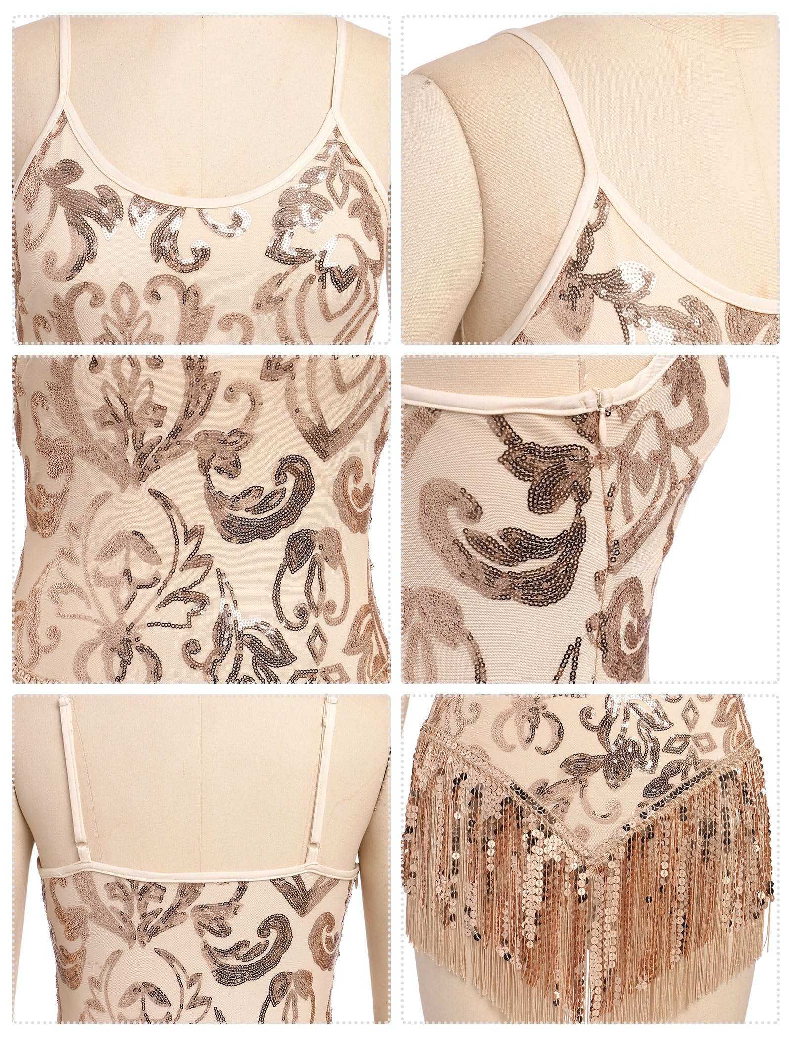 IBAKOM Women Sexy Sequins Fringe Bodysuit Sparkly Tassel Latin Jazz Dance Acrobat Costume Adult Trapeze Artist Rave Outfits: Gold Small