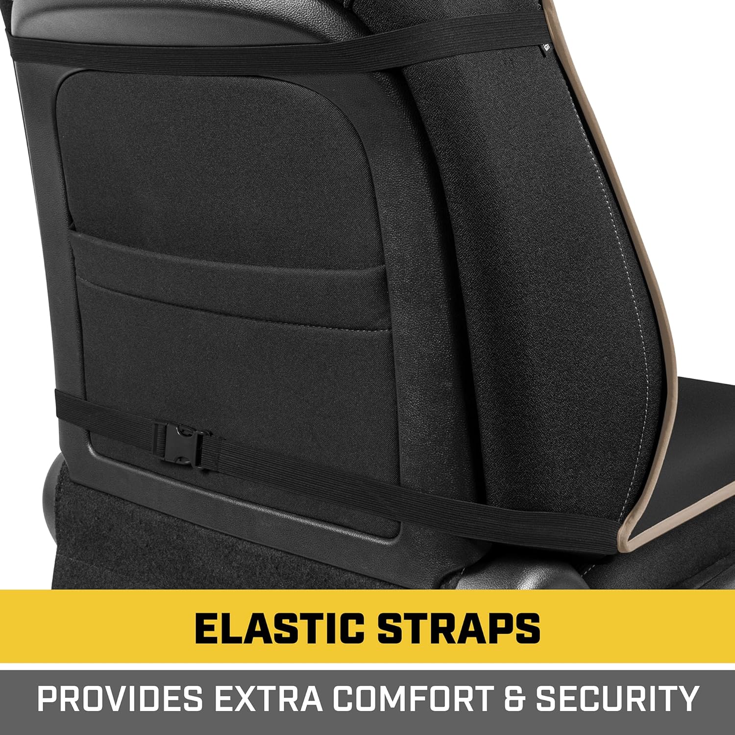 CAT® Waterproof Car Seat Covers for Front Seats, 2 Pack with Beige Trim – Durable Neoprene Seat Covers for Cars, Universal Fit for Most Cars Trucks SUV, Ideal Seat Protector for Vehicle Car Seats