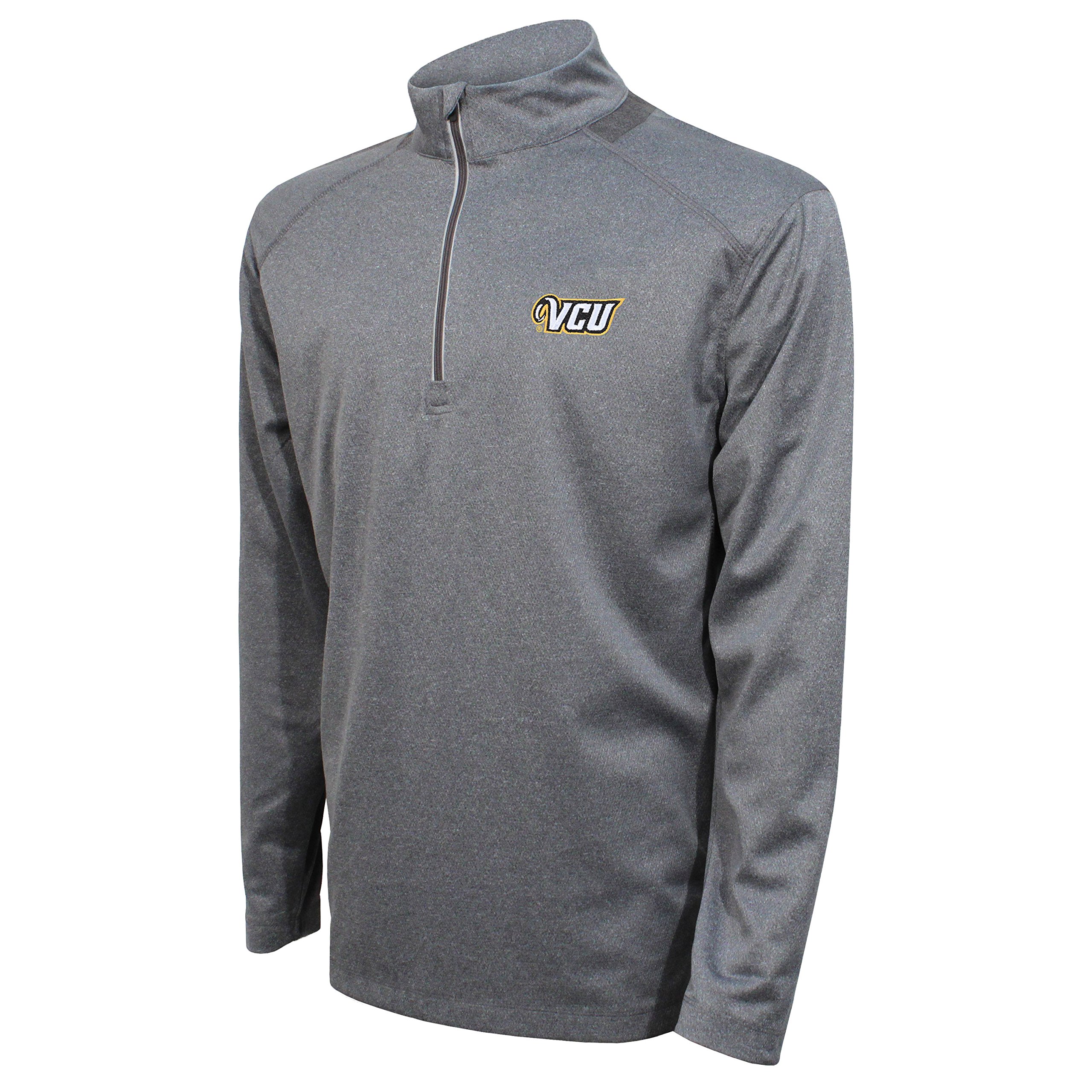 Crable Adult Men NCAA Quarter Zip with Neck Panel, Heather Gray/Black, Large