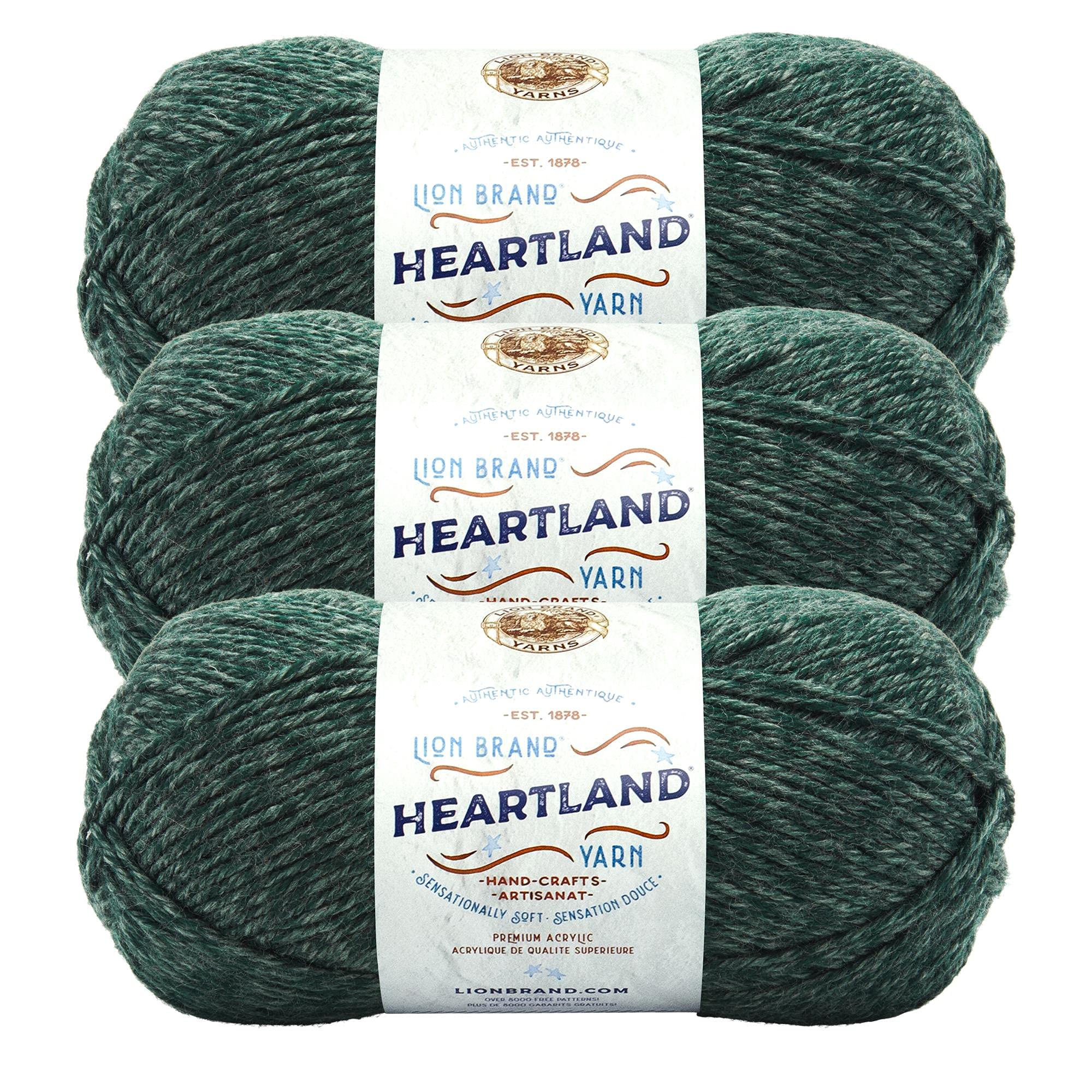 Lion Brand Yarn, Heartland Crochet Yarn, Kings Canyon, Green, 3 Pack