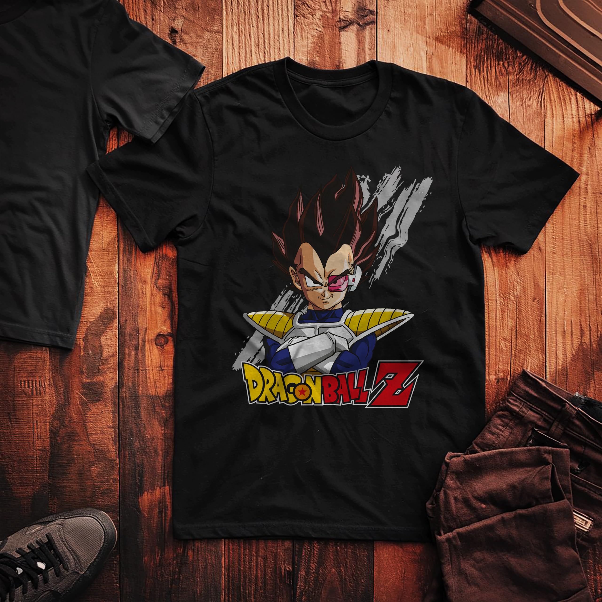 Dragon Ball Z Vegeta Black Short Sleeve T-Shirt T-Shirt Unisex Adulto (Pack de 1)