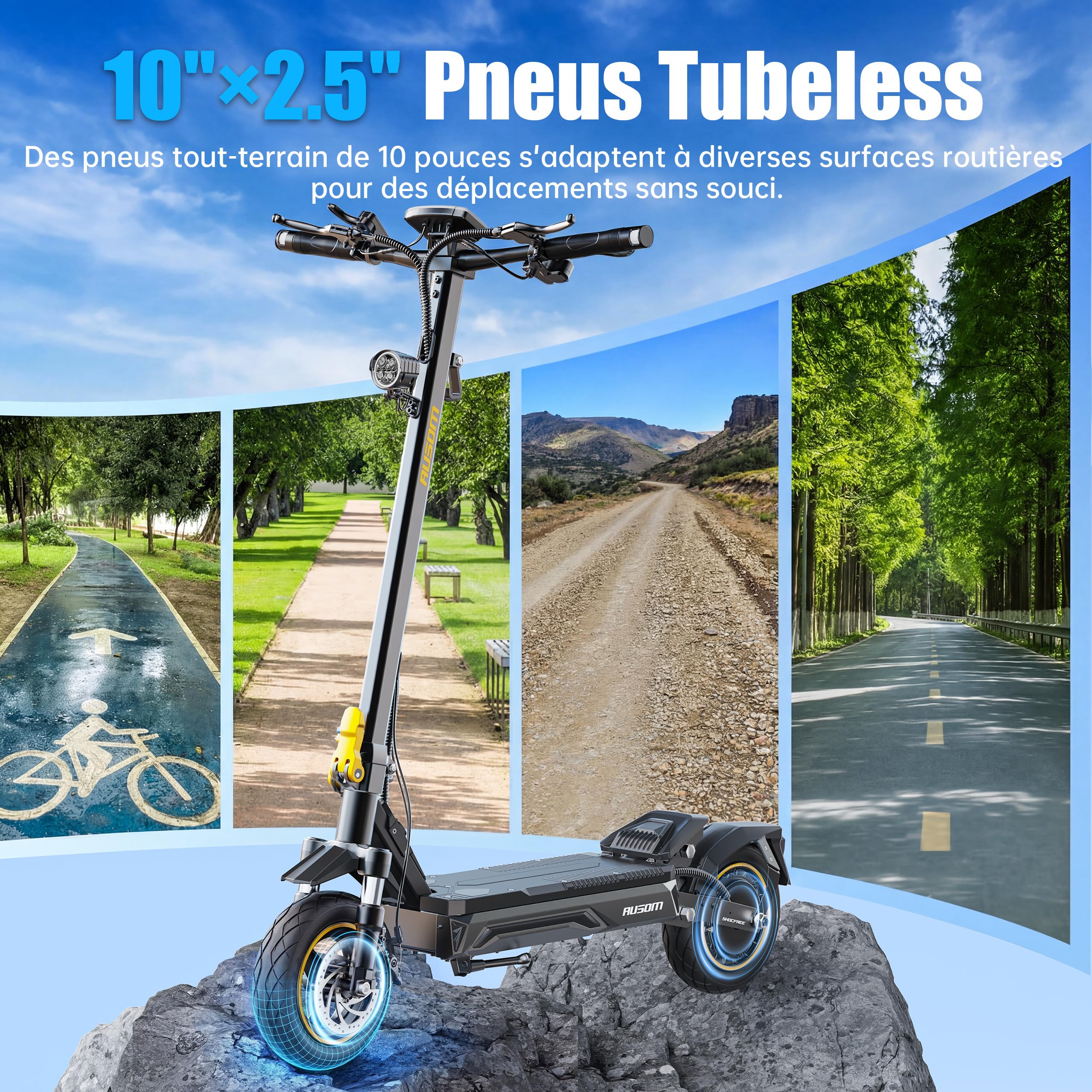 Ausom K20/K20 Pro Trottinette Électrique Adulte, 70KM/90KM Autonomie, Pliable avec Suspension ShocFree, 10" Pneus trorinette électrique Puissant, 48V Batterie Grande Capacité