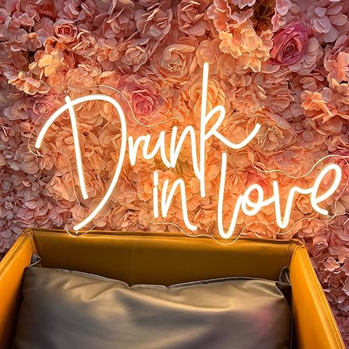 Letrero de neón con texto en inglés "Drunk in Love", letreros LED de neón para decoración de pared, letreros de neón personalizados para decoración
