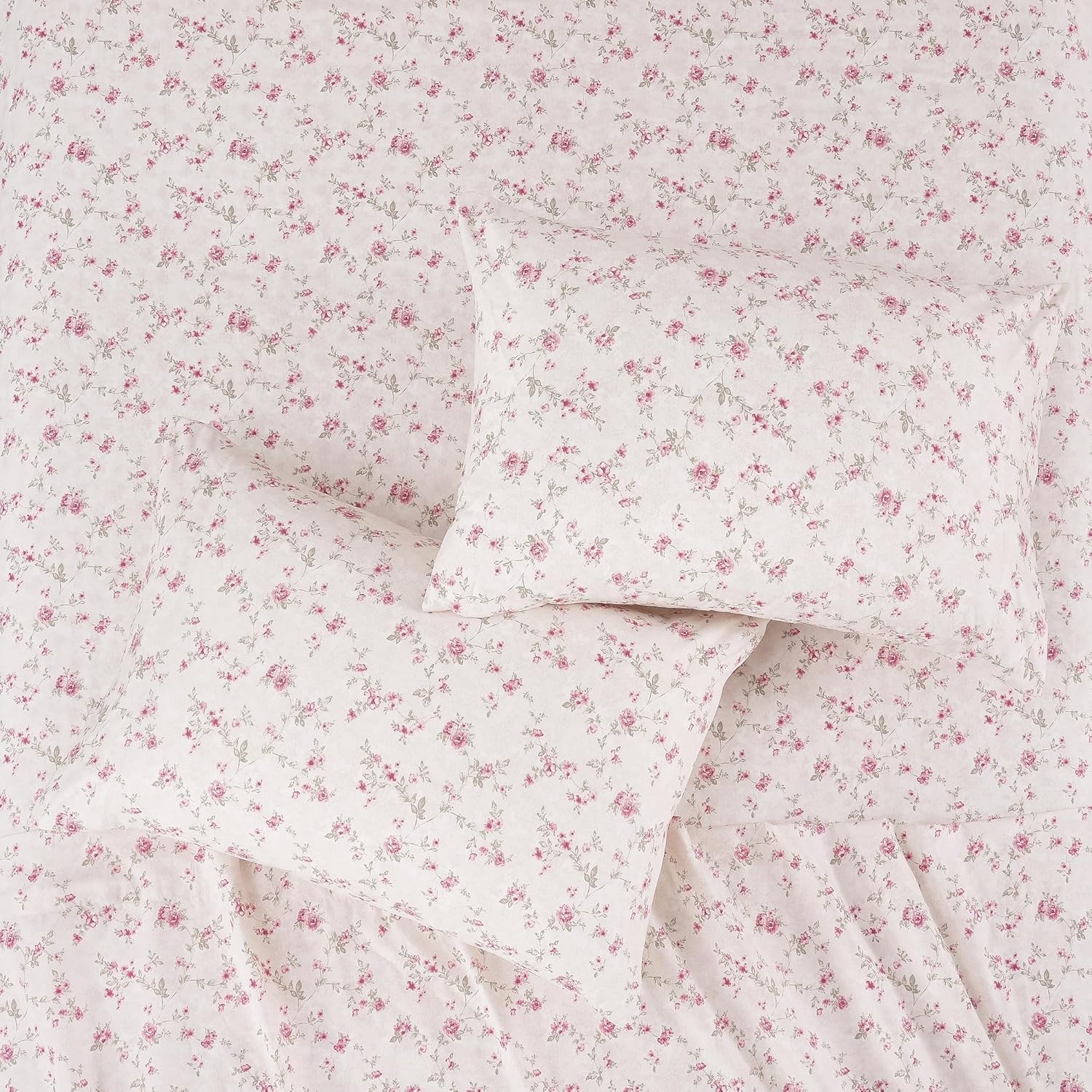 Modern Threads 4-Piece Ultra Soft Microfiber Bed Sheets Set, Wrinkle Free Sheets with Deep Pockets Fitted Sheet, Flat Sheet & Pillowcases, Lightweight Breathable Bedding, Floral Rose, Full - Image 6