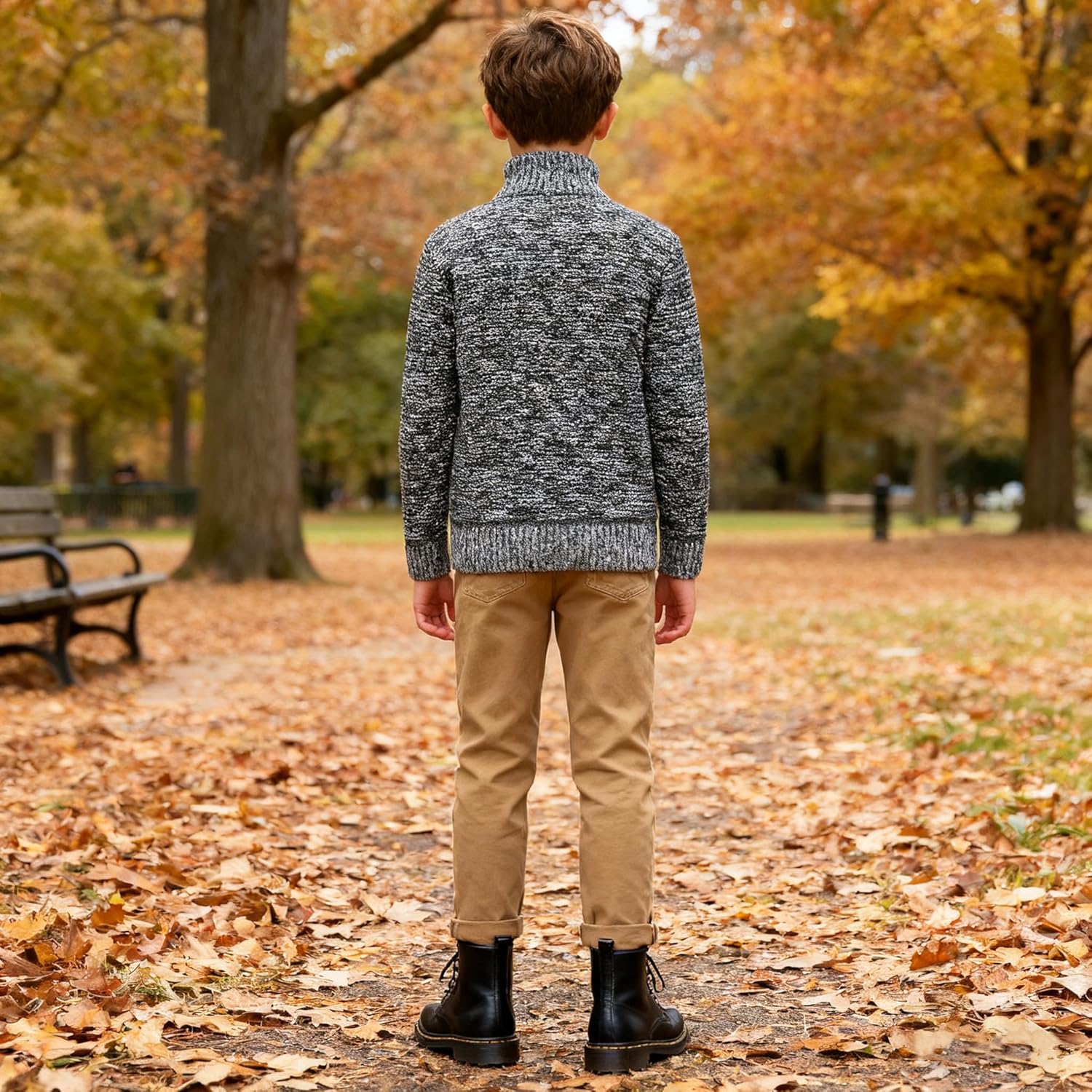 Lamgool Boys Cardigan Sweater Full Zip Knitted Thicken Coat with Soft Fleece Lining for Fall Winter - Image 4