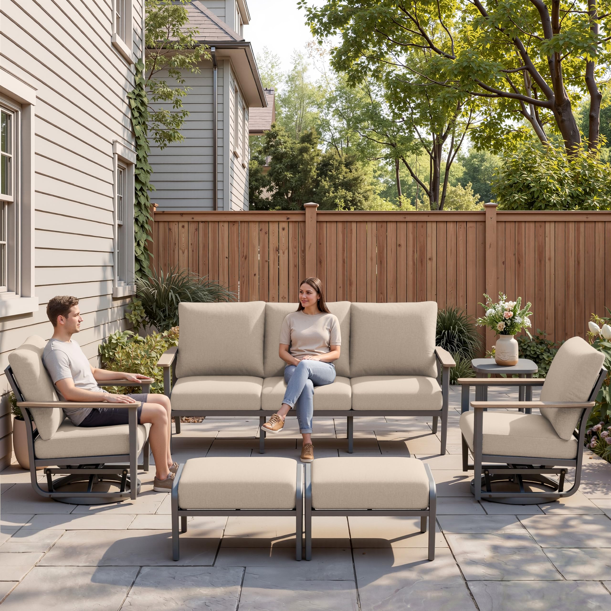 Sweecci 6-Piece Aluminum Set with Swivel Rockers
