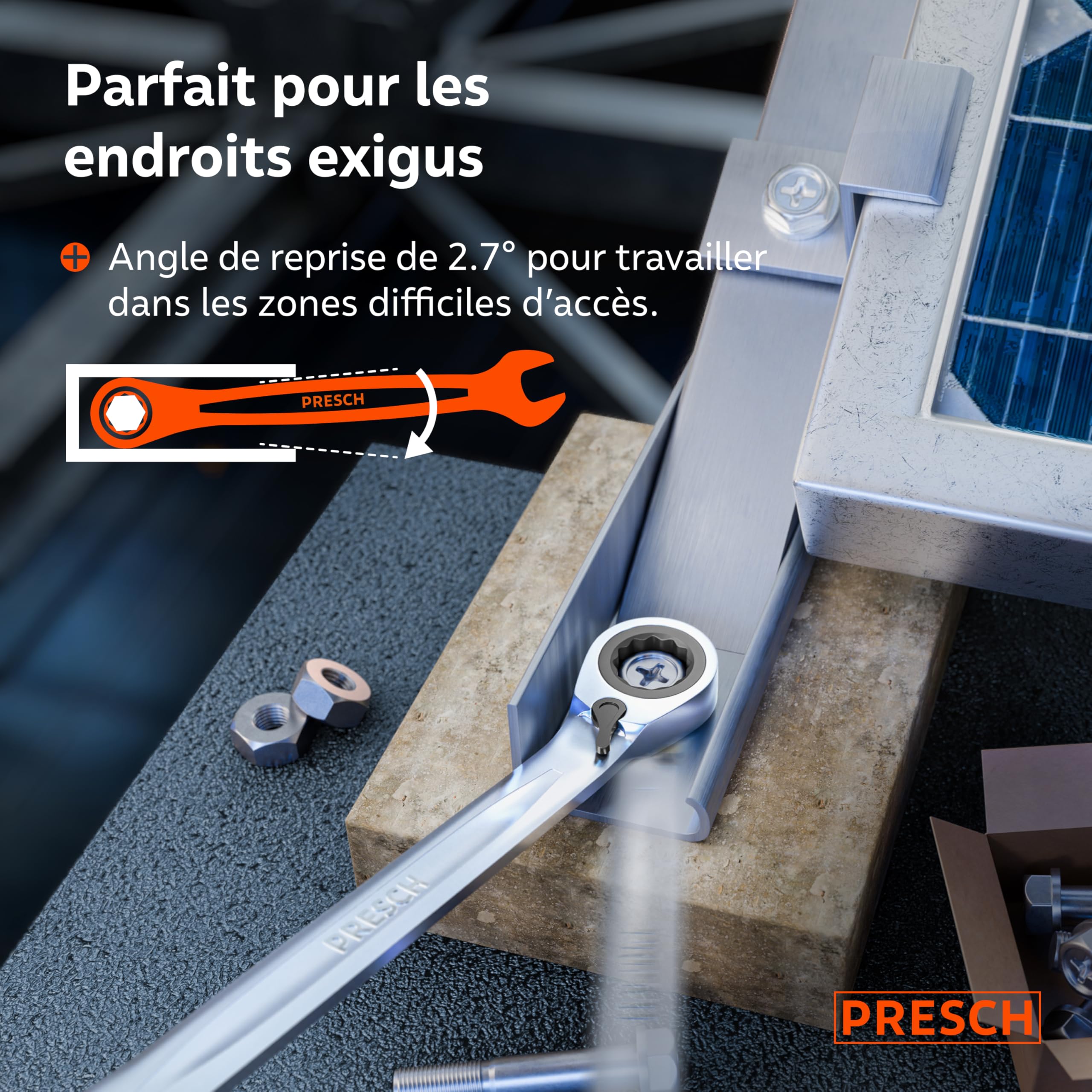 PRESCH Clés à cliquet réversibles 20 pcs 6-32mm avec sacoche 135 dents robustes