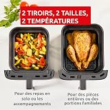 Moulinex Air Fryer Crispy Stack, 10 L, design compact, 2 tiroirs verticaux 6L et 4L, 7 programmes intuitifs, synchronisation des cuissons, Noir EZ7528F0 - 4