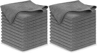 USANOOKS Microfiber Cleaning Cloth Grey - 24 Pcs (12.5"x12.5") - High Performance - 1200 Washes, Ultra Absorbent Microfiber Towel Weave Grime & Liquid for Streak-Free Mirror Shine - Car Washing Cloth
