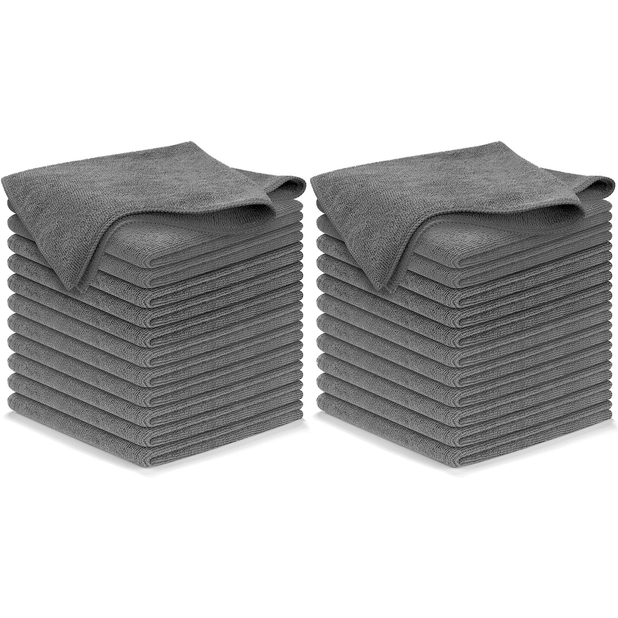 USANOOKS Microfiber Cleaning Cloth Grey - 24 Pcs (12.5"x12.5") - High Performance - 1200 Washes, Ultra Absorbent Microfiber Towel Weave Grime & Liquid for Streak-Free Mirror Shine - Car Washing Cloth Pack of 24 Gray