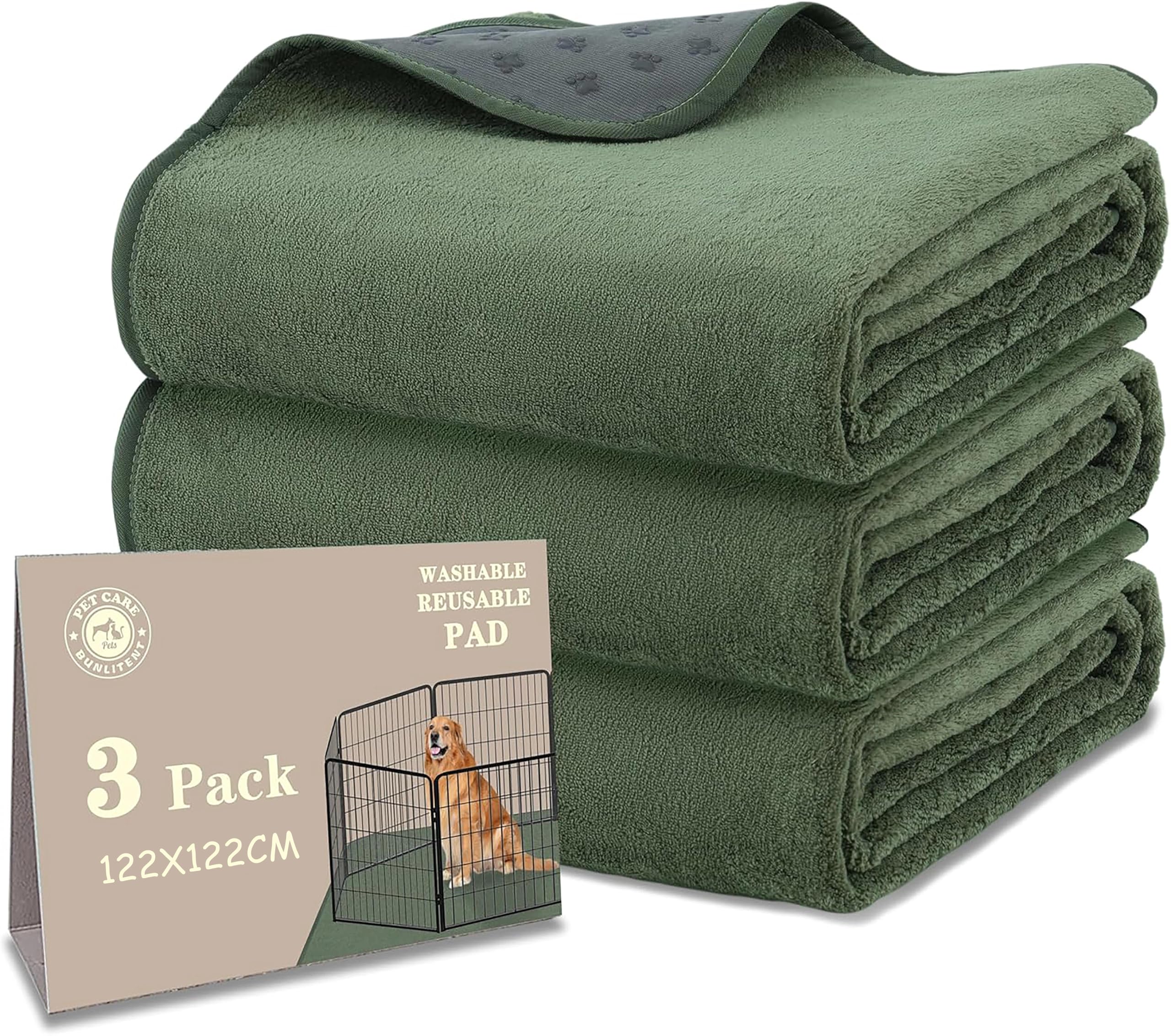 Bunlitent Washable Puppy Pads, 3 Packs Reusable Dog Training Pads, Extra Large Waterproof Pee Mat