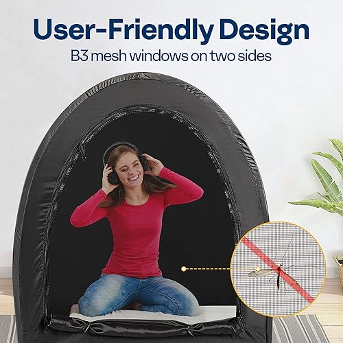 Miniatura 9 de VIVOHOME Tienda de campaña de cama desplegable tamaño individual, toldo de cama de privacidad con 4 puertas y malla de mosquitos, tienda de campaña