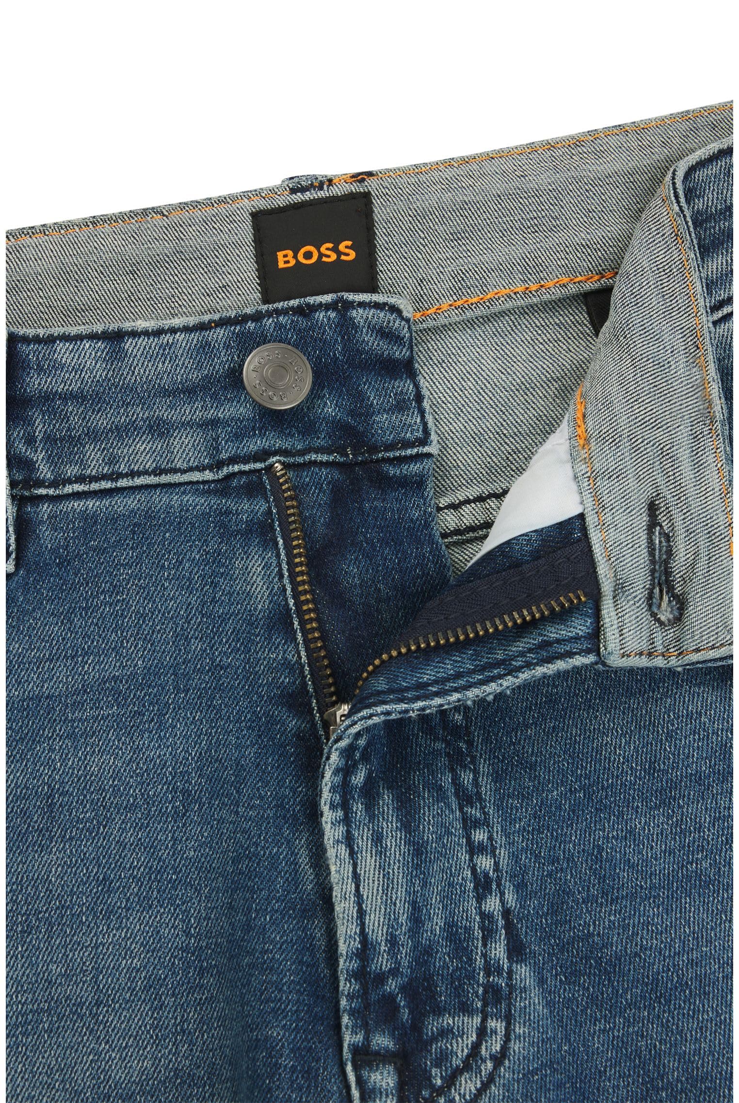 BOSS Herren Onyx BO Schwarze Tapered-Fit Jeans aus bequemem Stretch-Denim