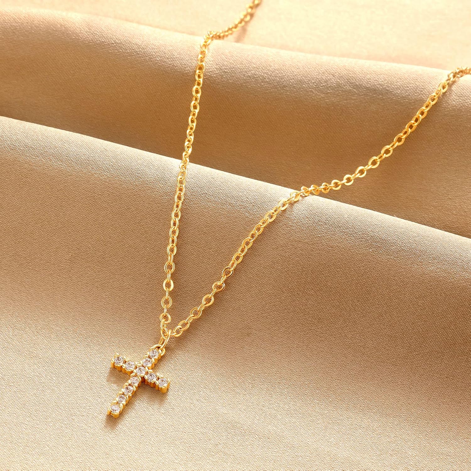DEARMAY Gold Plated Cross Necklaces for Women, Dainty Gold Plated Cross Choker Necklace for Women Simple Small Pendant Neckalce Jewelry Gift - Image 5