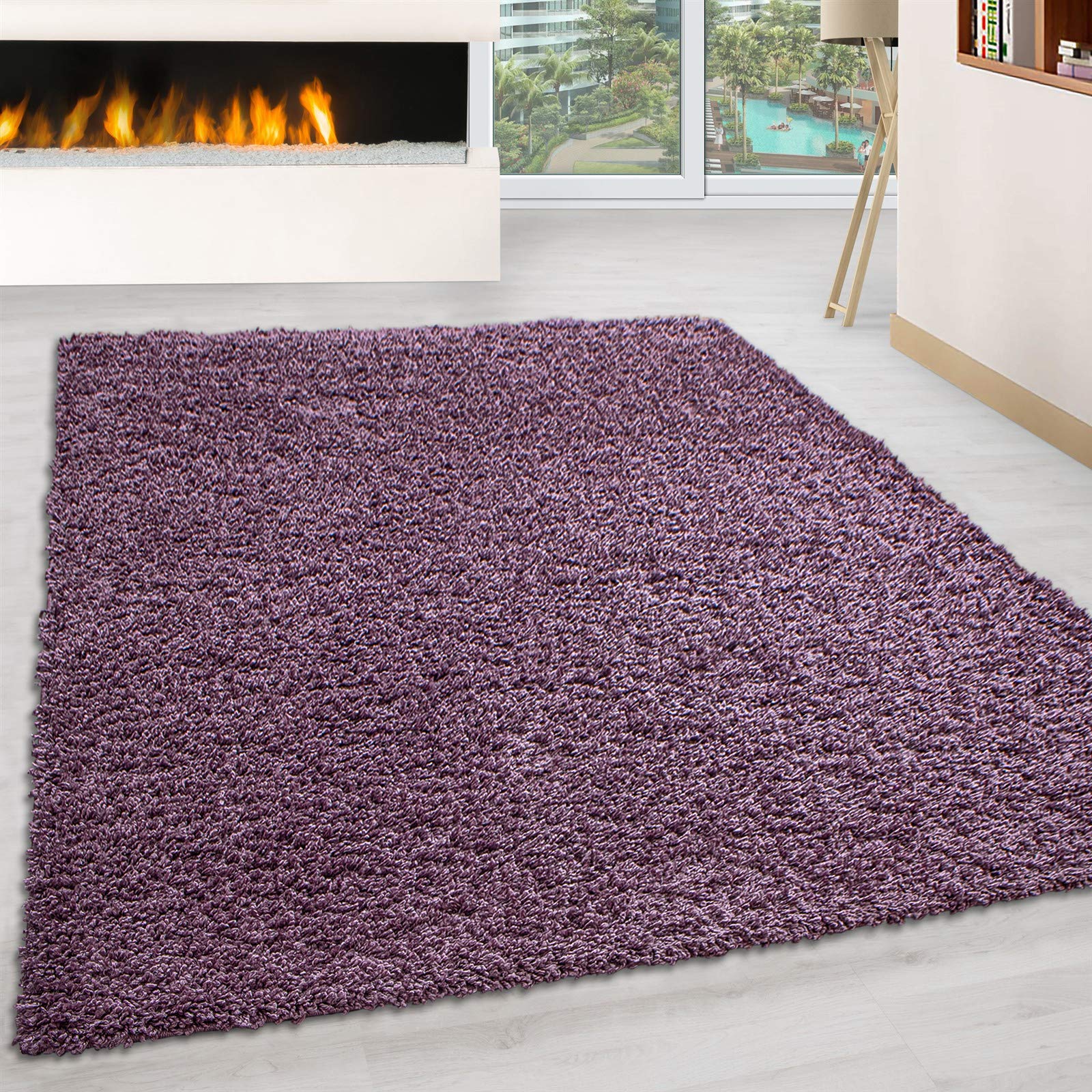 Rugstore shop ltd SHAGGY RUG 35MM / 3.5cm Modern Rugs Living Room Extra Large Small Medium Rectangular Size Soft Touch Thick Pile Living Room Area Rugs Non Shedding (Mauve, 120 x 170 cm) — image 1