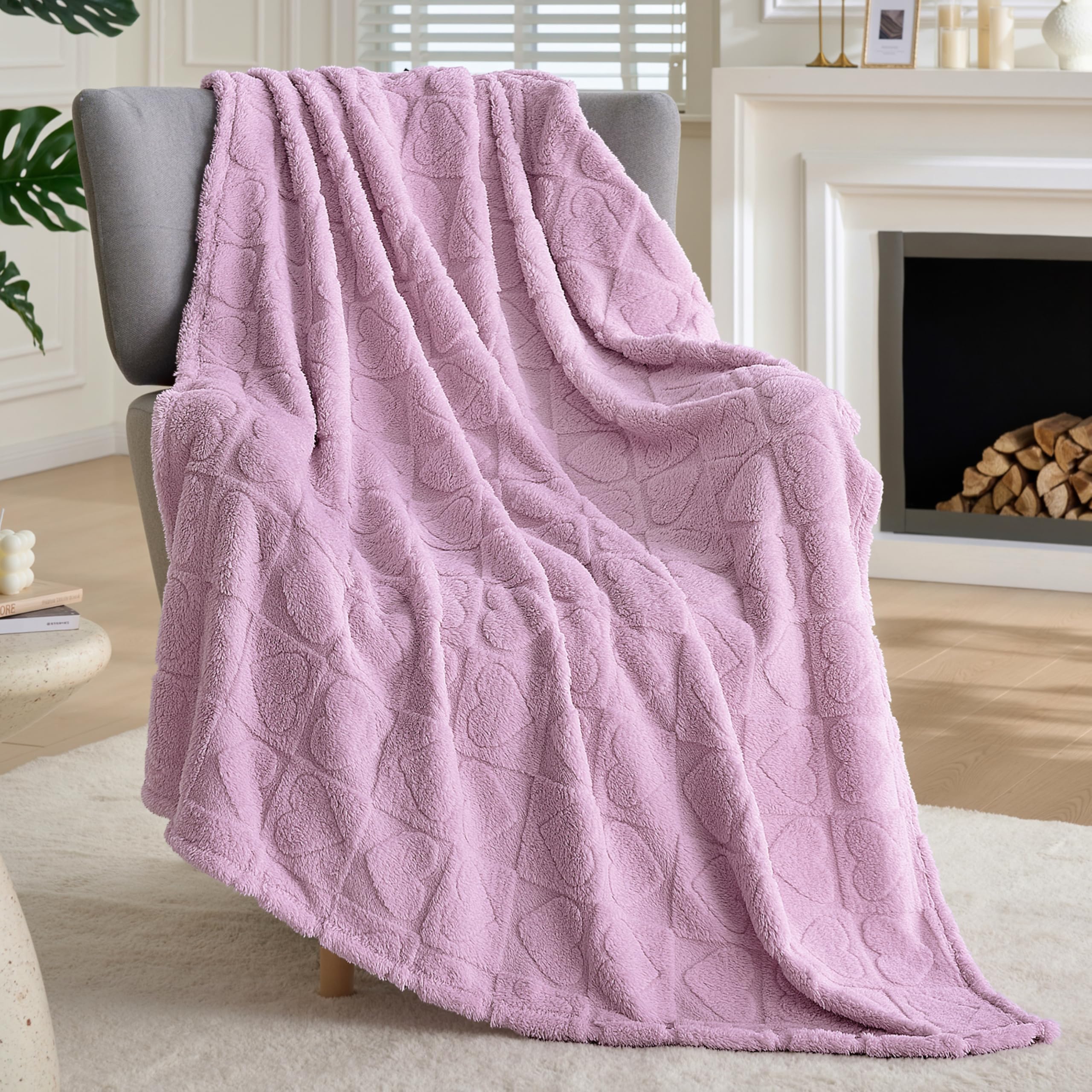 Joiedomi Women's Lavender Throw Blanket For Couch, Soft Fleece Blankets Gifts For Mom Girls, Cozy Cute Soft Throw Aesthetic Gifts 50X60 Inches
